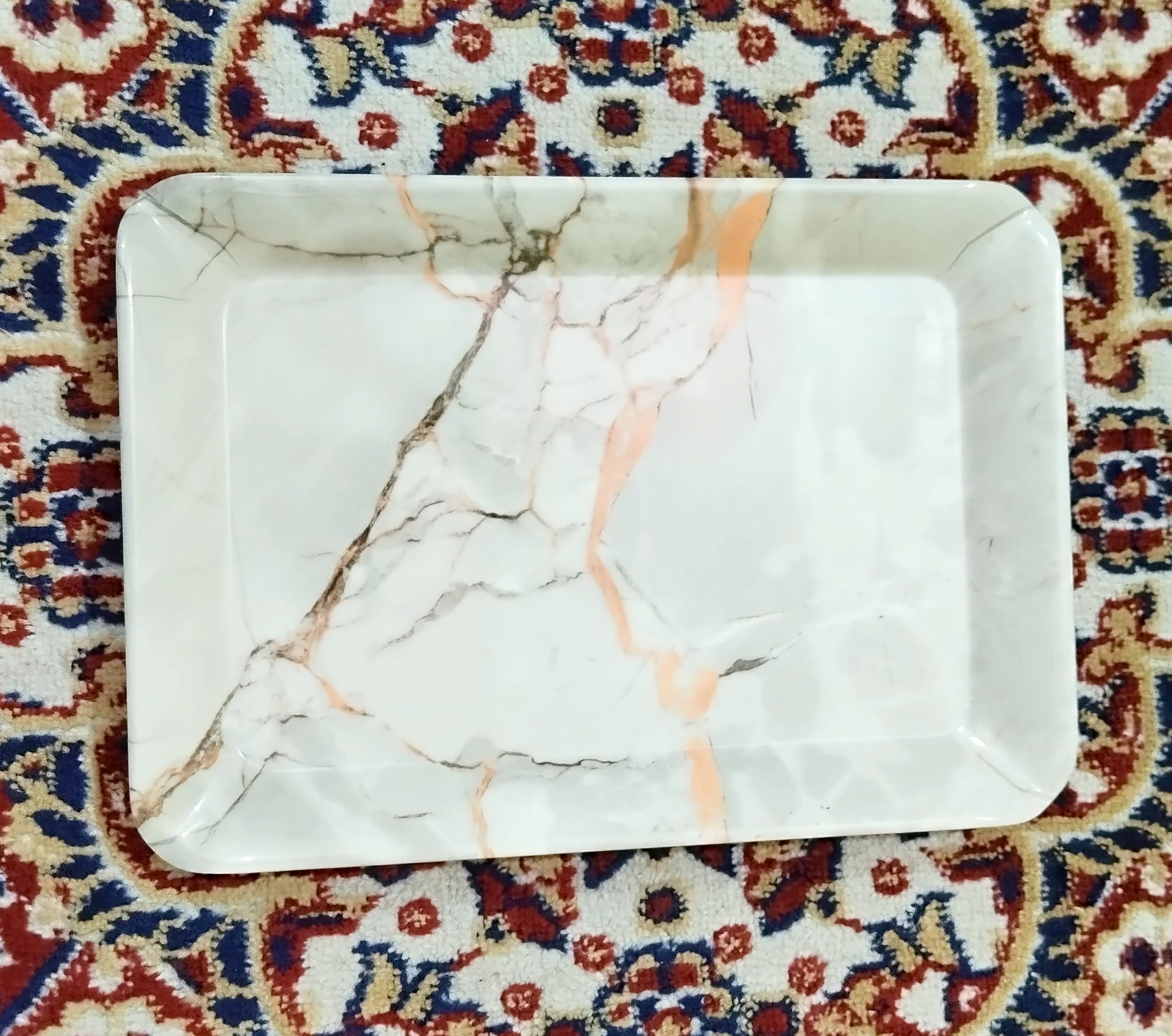 Premium 2-Piece Serving Tray Set for Snacks, Tea, Coffee & Biscuits - 8 Inch Elegant Hostess Tray for Entertaining Guests - Perfect for Parties, Afternoon Tea & Coffee Breaks