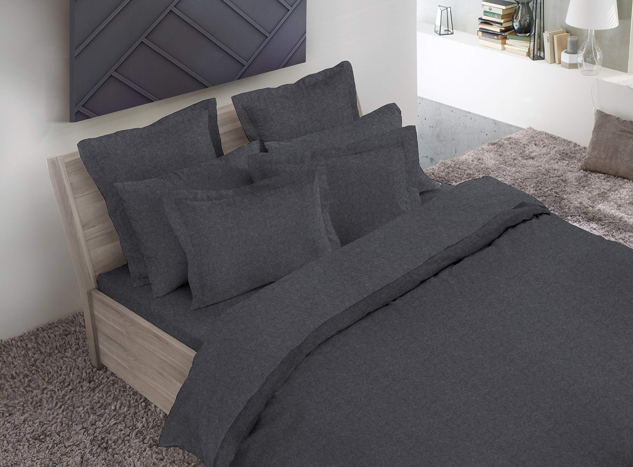Premium German Flannel Sheets & Pillowcases Set - 4 Piece King Size Bedding in Charcoal Grey | Ultra Soft & Warm for Winter | Perfect for Cozy Nights & Cold Weather Comfort