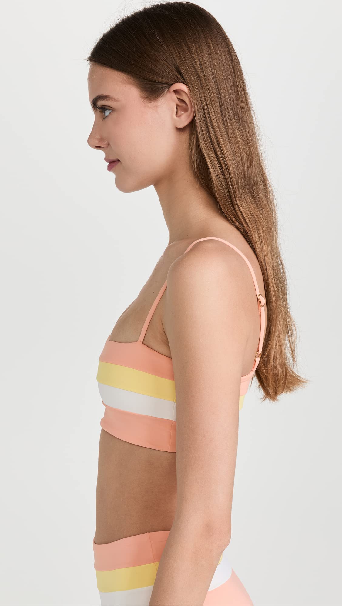 LSpace Women's Rebel Stripe Bikini Top - Cream, Lemon Drop & Tangy - Size S | Sexy Summer Swimwear for Beach, Pool & Vacation