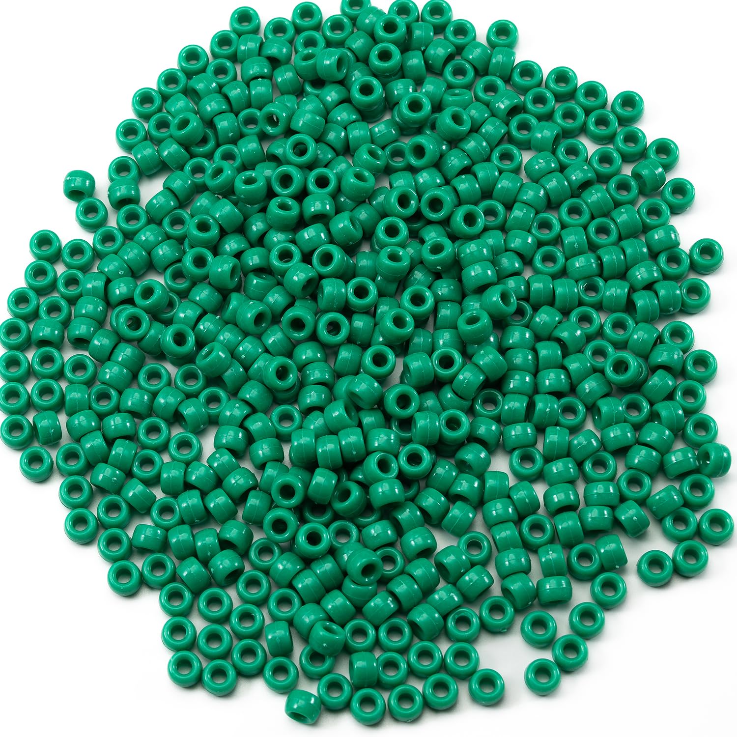 1000 Pcs 6x9mm Green Acrylic Pony Beads Bulk - DIY Jewelry Making for Friendship Bracelets, Necklaces, Earrings & Hair Braiding - Perfect for Crafting, Party Favors & Kids Art Projects