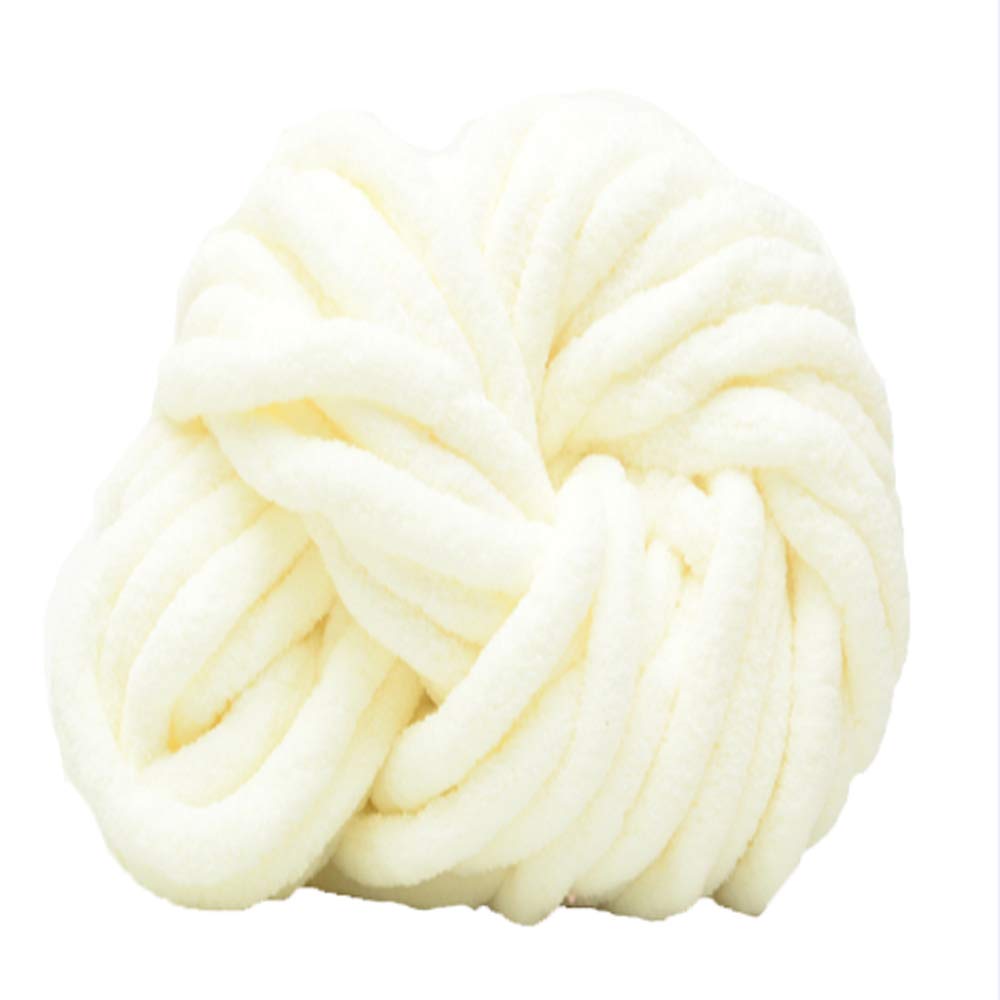 Soft Chenille Yarn for Knitting & Crochet - 1kg Cream Chunky Velvet Baby Blanket Yarn | Perfect for DIY Baby Blankets, Scarves, and Home Decor Projects