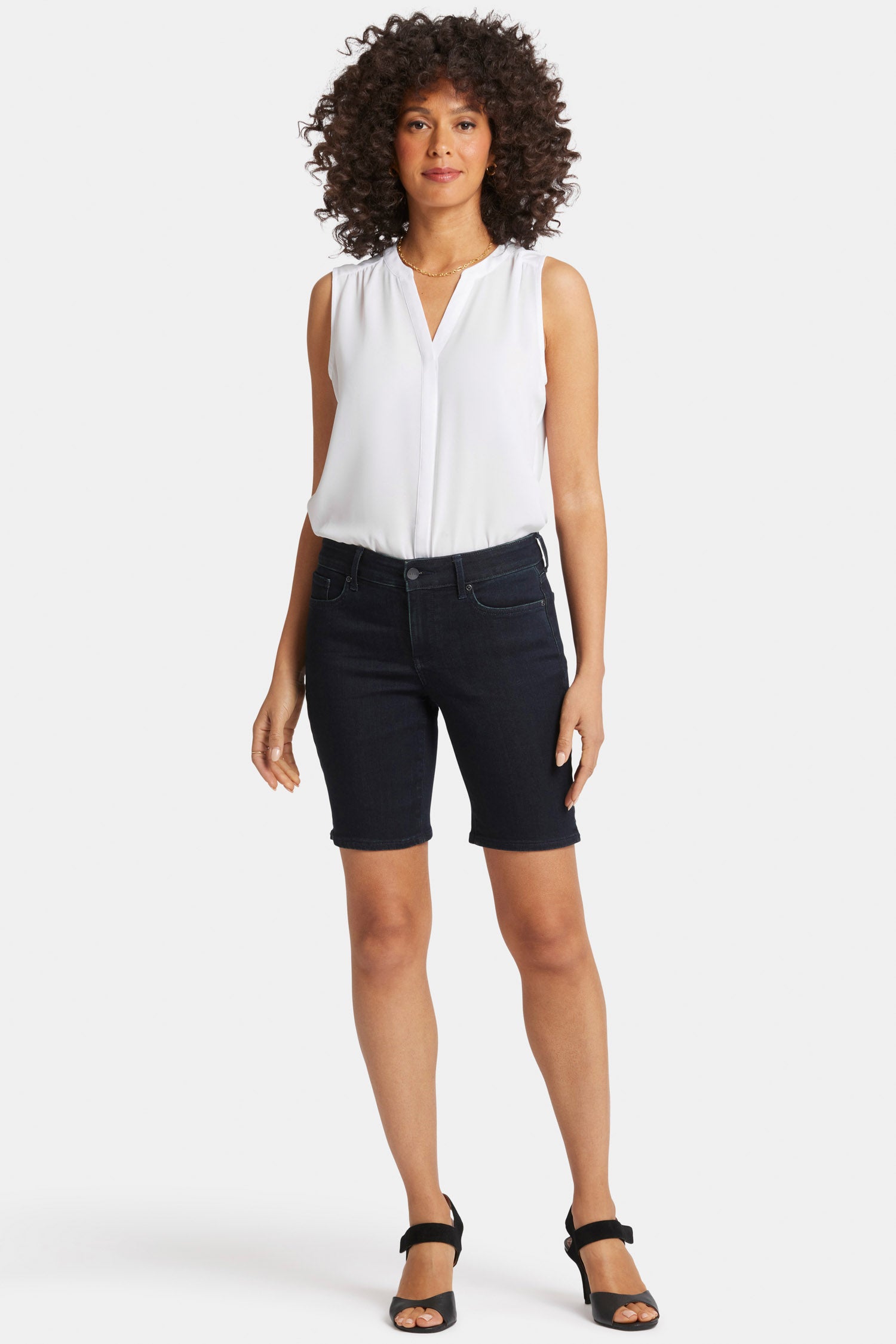 Ella Women's High Waisted Denim Shorts - Midnight Falls Wash | Comfortable & Stylish for Summer Outfits, Casual Wear, and Beach Vacations