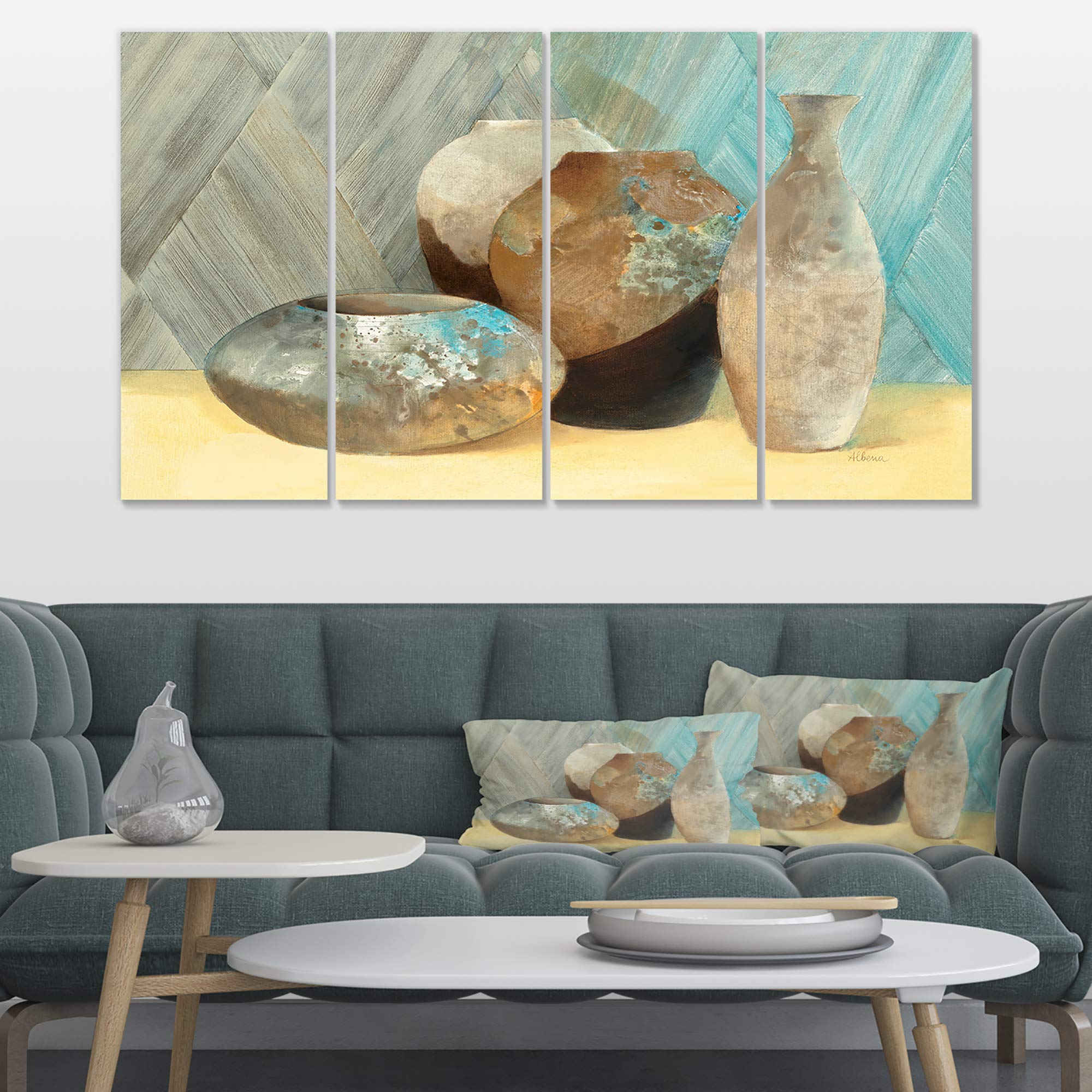 Designart 'Still Life of Vase Bottle Handpainted' Traditional Canvas Wall Art - Perfect for Living Room, Bedroom & Office Decor
