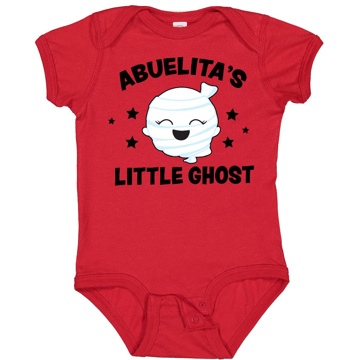 Inktastic Cute Abuelita's Little Ghost with Stars Baby Bodysuit - Soft Cotton Infant Onesie for Halloween, Diaper Shower & Family Photo Outfits