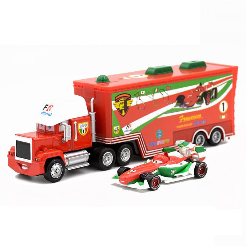 Disney Pixar Cars 3 Francesco Bernoulli & Uncle Truck 1:55 Scale Diecast Model Vehicles - Collectible Toy Cars for Kids & Boys - Perfect for Birthday Gifts, Playtime & Movie-Themed Collections