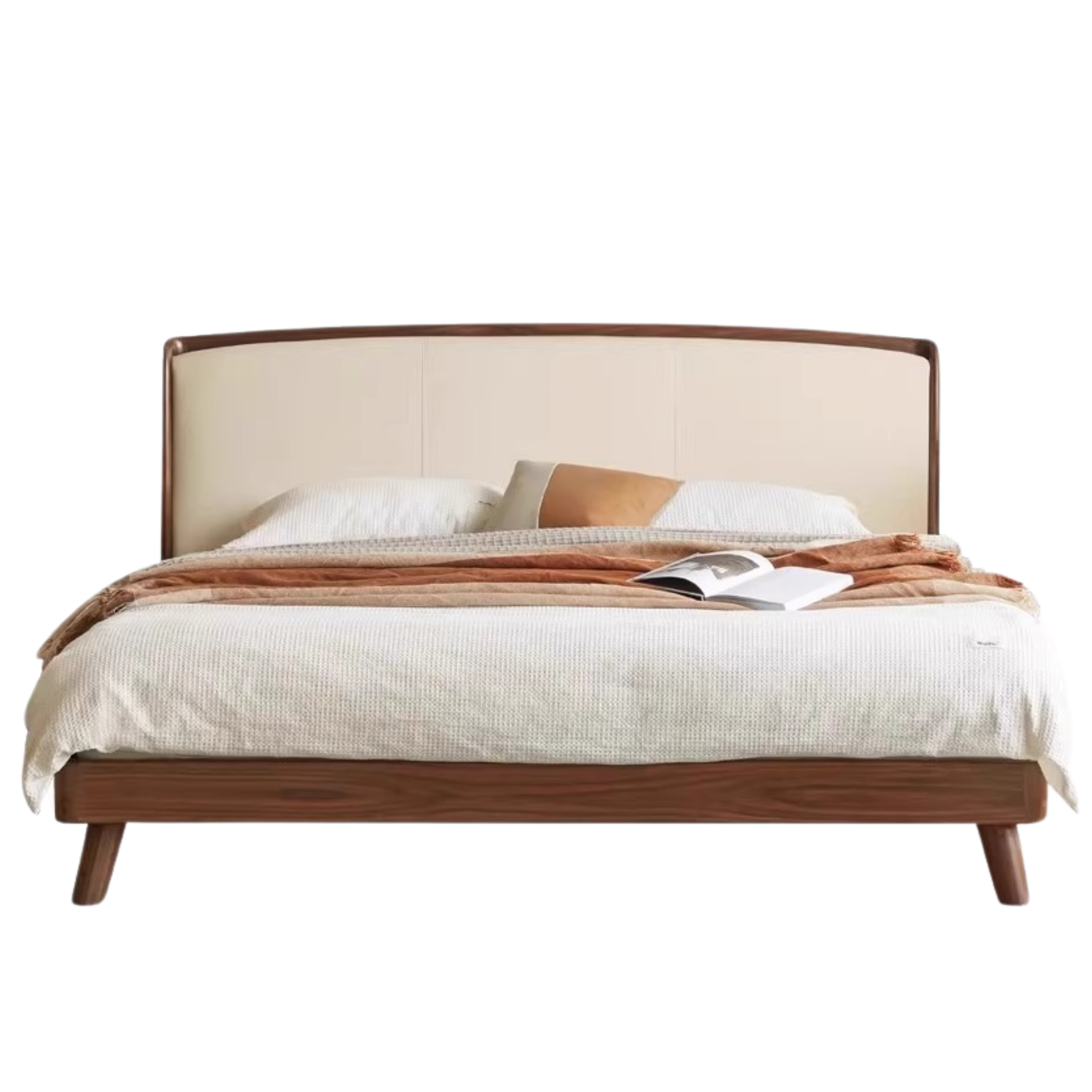 walnut color Black walnut Milk white technical cloth bed
