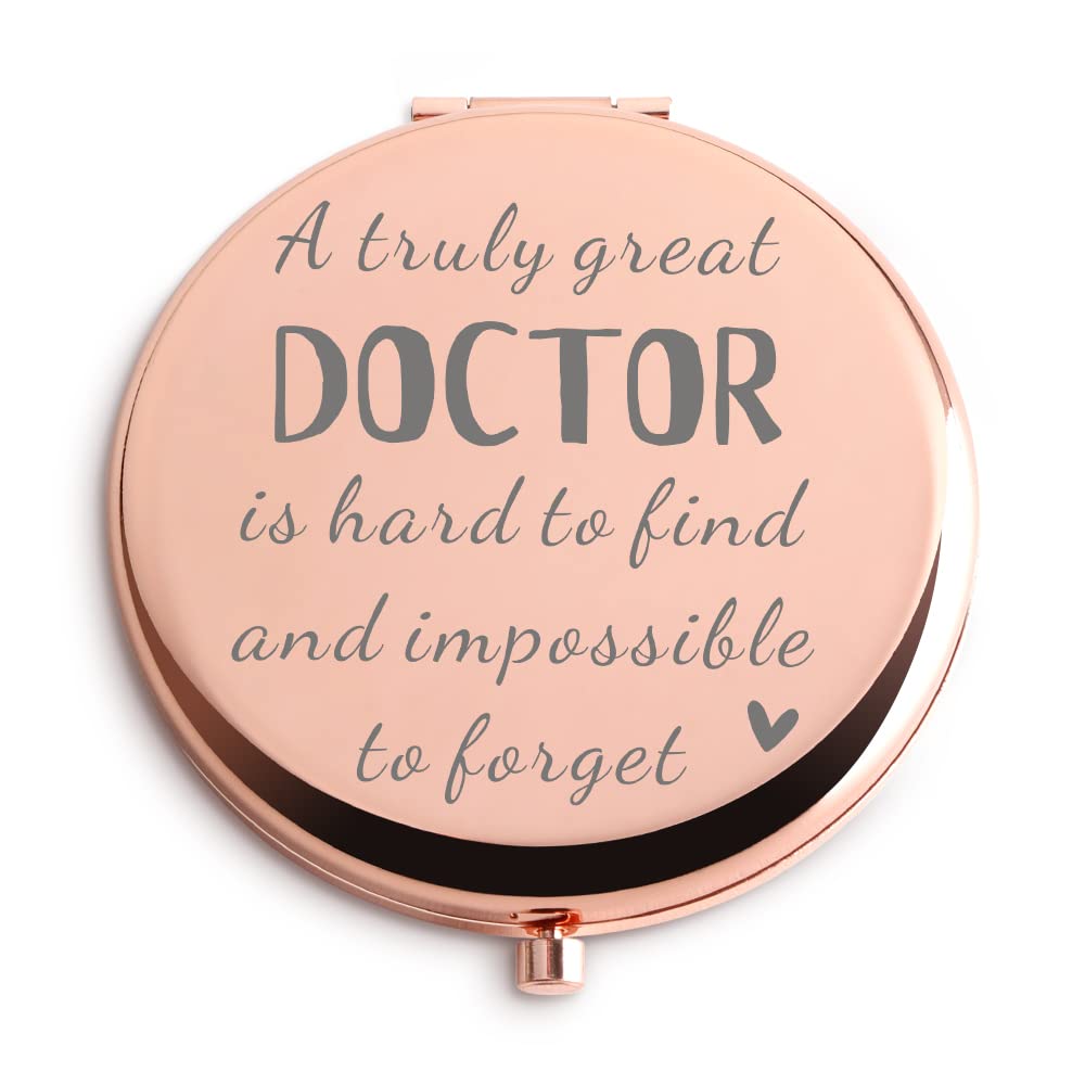 Rose Gold Travel Pocket Mirror - Perfect Doctor Gift for Women | Birthday, Thanksgiving, Graduation & Retirement Present | Compact Makeup Mirror for Medical Professionals On-The-Go
