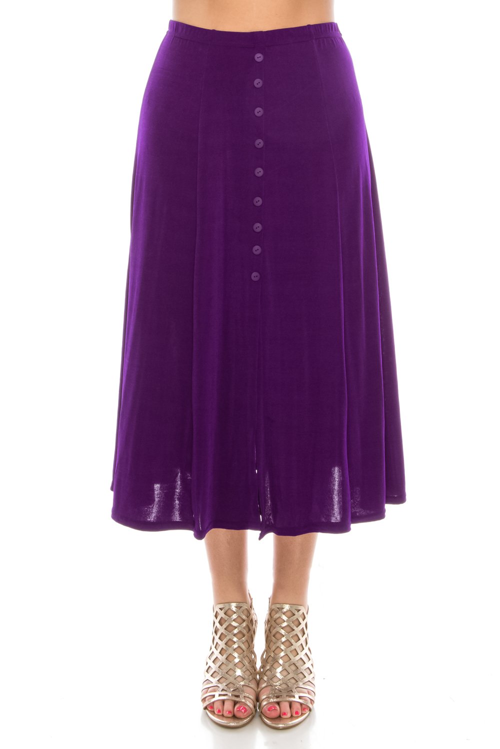 Jostar Women's Flowy Long Skirt with Elastic Waist & Button Front - Stretchy Comfortable Maxi Dress for Casual Outings, Beach Wear & Boho Style Fashion