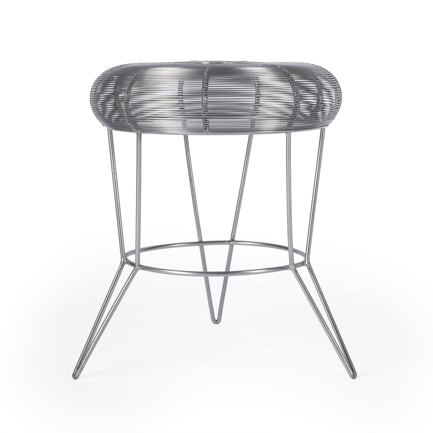 Butler Specialty Allen Dark Silver Wrought Iron Accent Table - Elegant Side Table for Living Room, Bedroom, or Office Decor