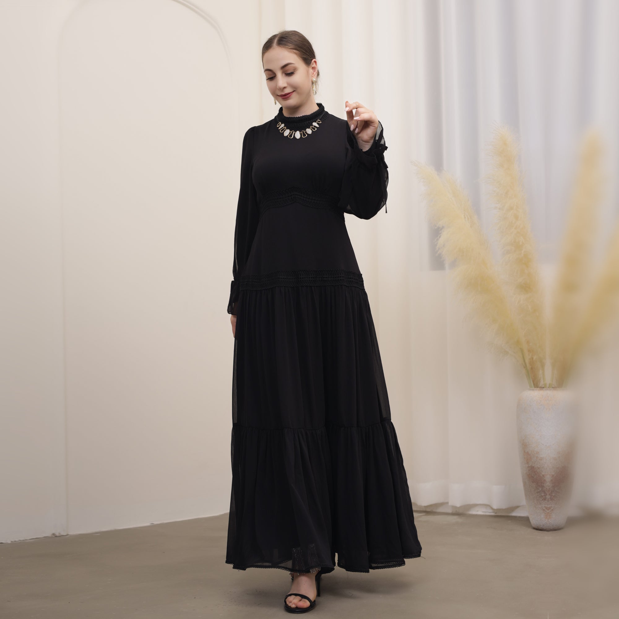 Dalila Maxi Dress for Women - Elegant Black Long Dress for Summer, Beach, Party & Evening Wear