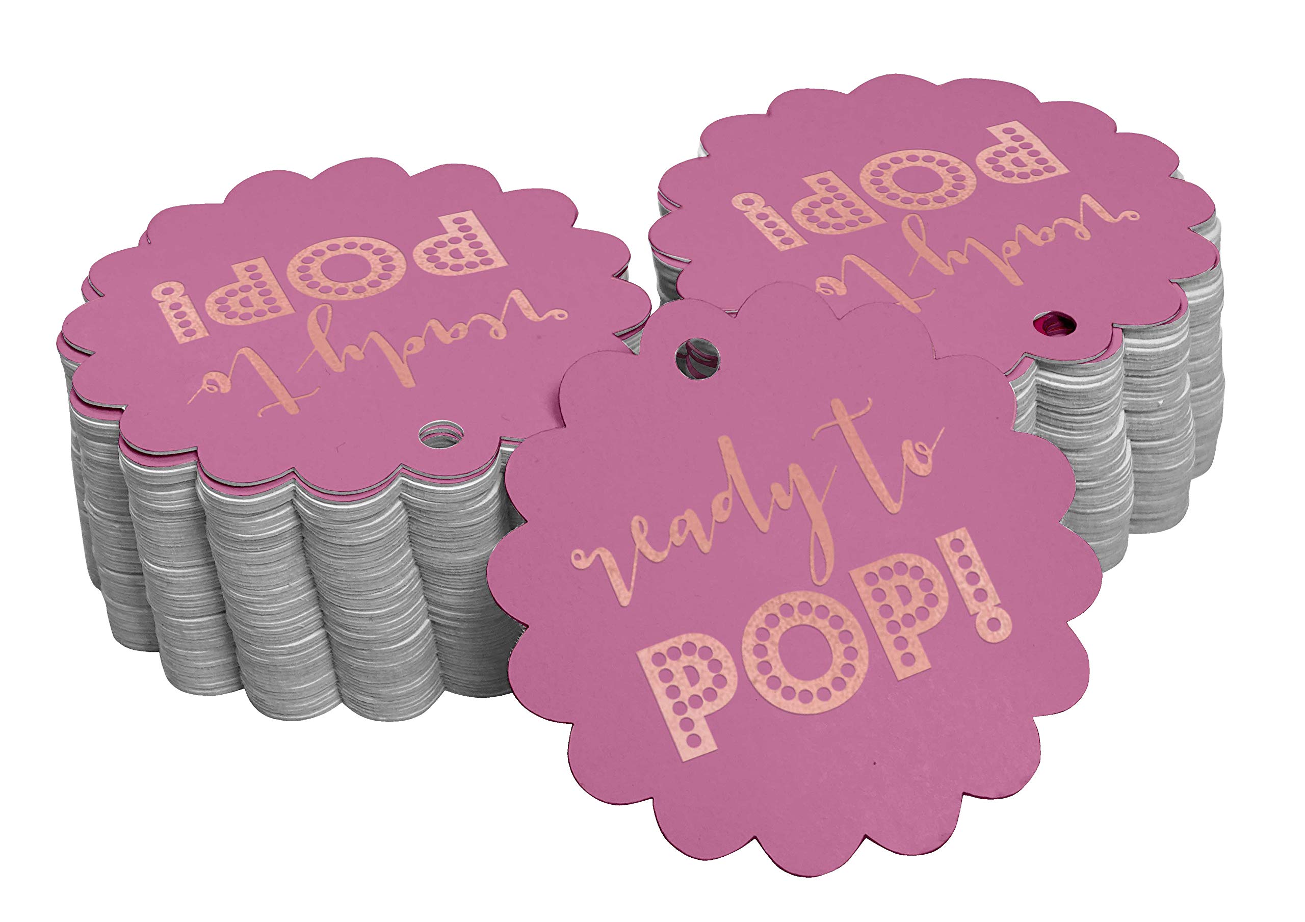 Rose Gold Foil Paper Hang Tags - 100pcs Baby Shower Favor Tags for Gender Reveal, Bridal Shower & Birthday Party Decorations - Elegant Gift Packaging Supplies