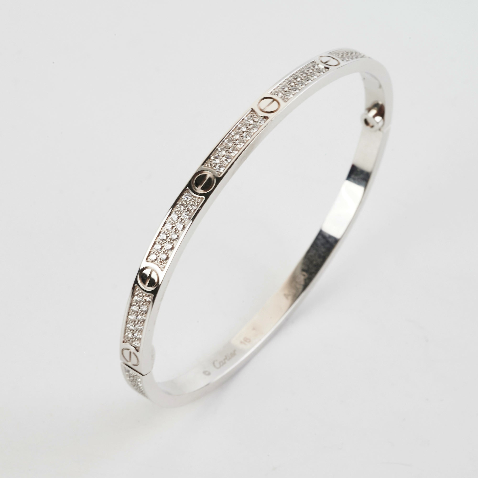 Cartier Small Love Pave Diamond Bracelet - 16 Size White Gold Jewelry for Women, Perfect for Anniversary Gifts & Special Occasions