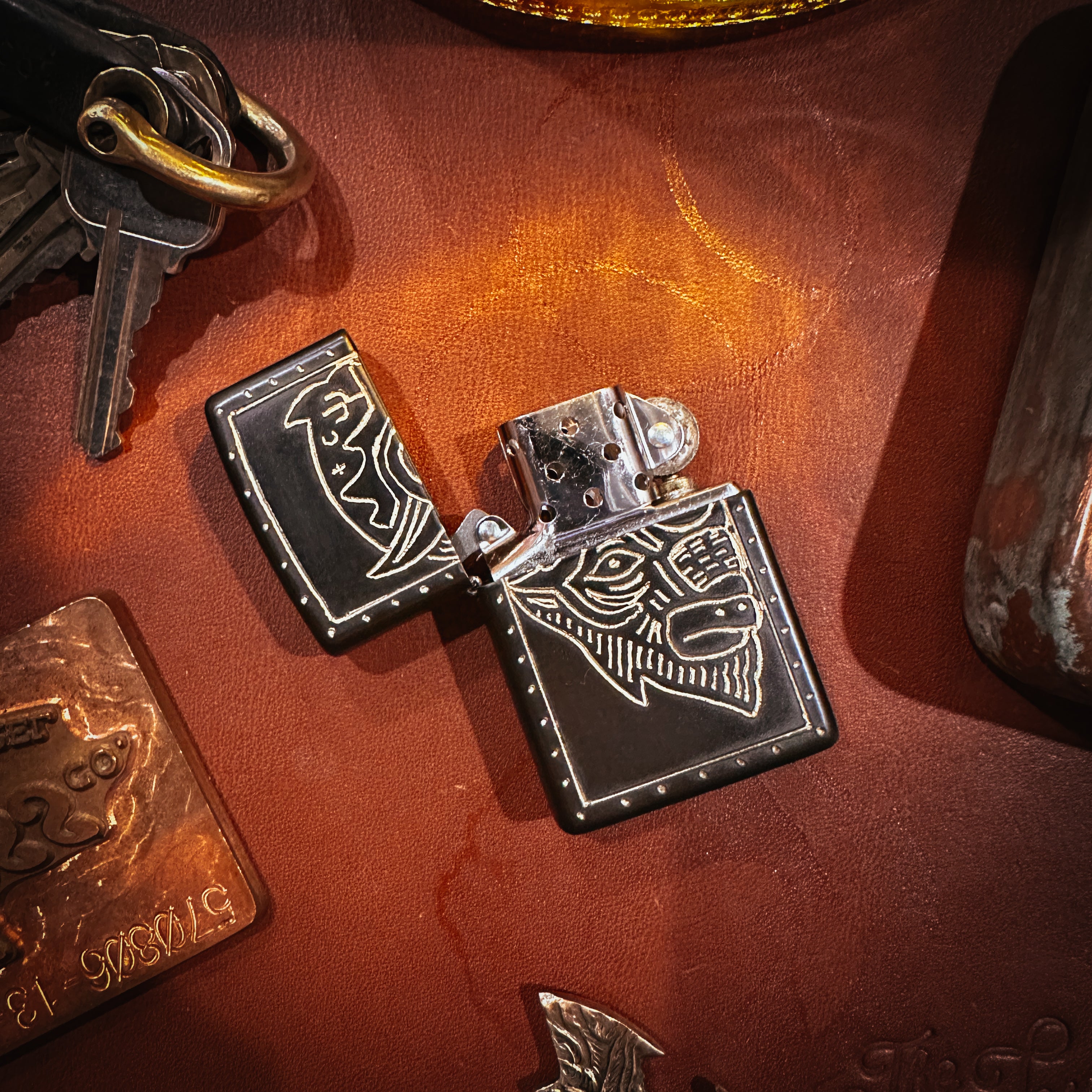 BROOKHAYL x POPULESS Limited Edition Hand Engraved Zippo® Lighter 008 Black Matte - Perfect for Collectors, Gifts & Outdoor Adventures