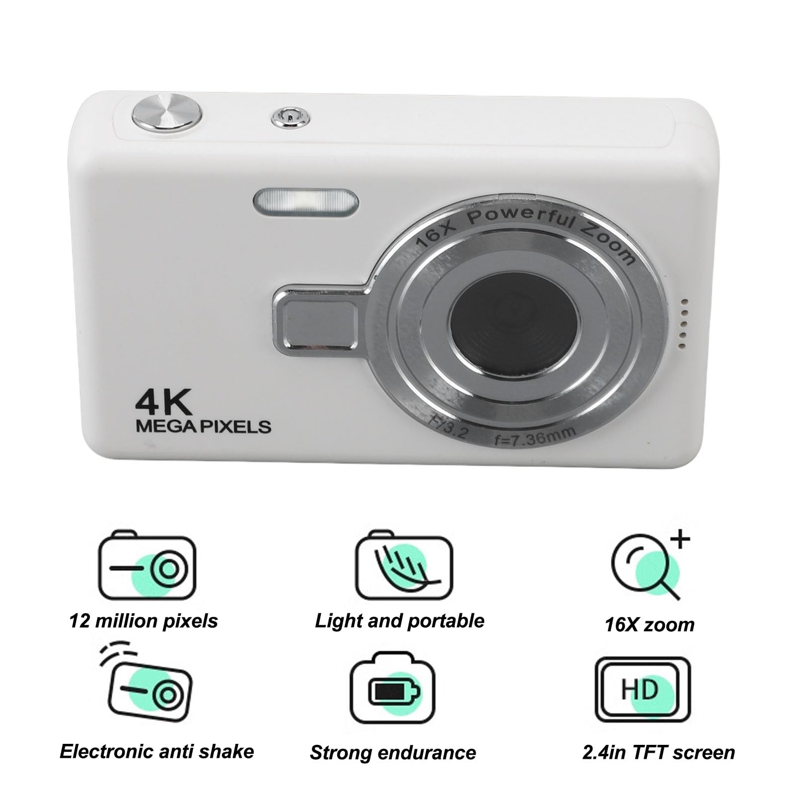 12MP Kids Digital Camera with 16X Zoom & 1080P Video - for Travel & Outdoor Fun