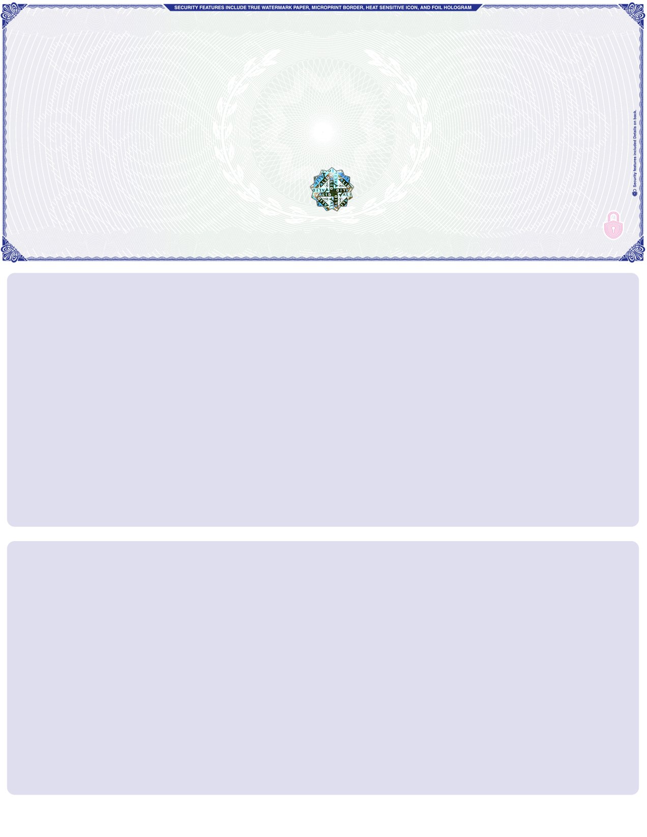 Premium Blank Hologram Computer Checks - High Security Laser Checks with Perforated Vouchers (500 Sheets, Blue/Green) - Ideal for Business Accounting, Bank Transactions & Secure Check Printing