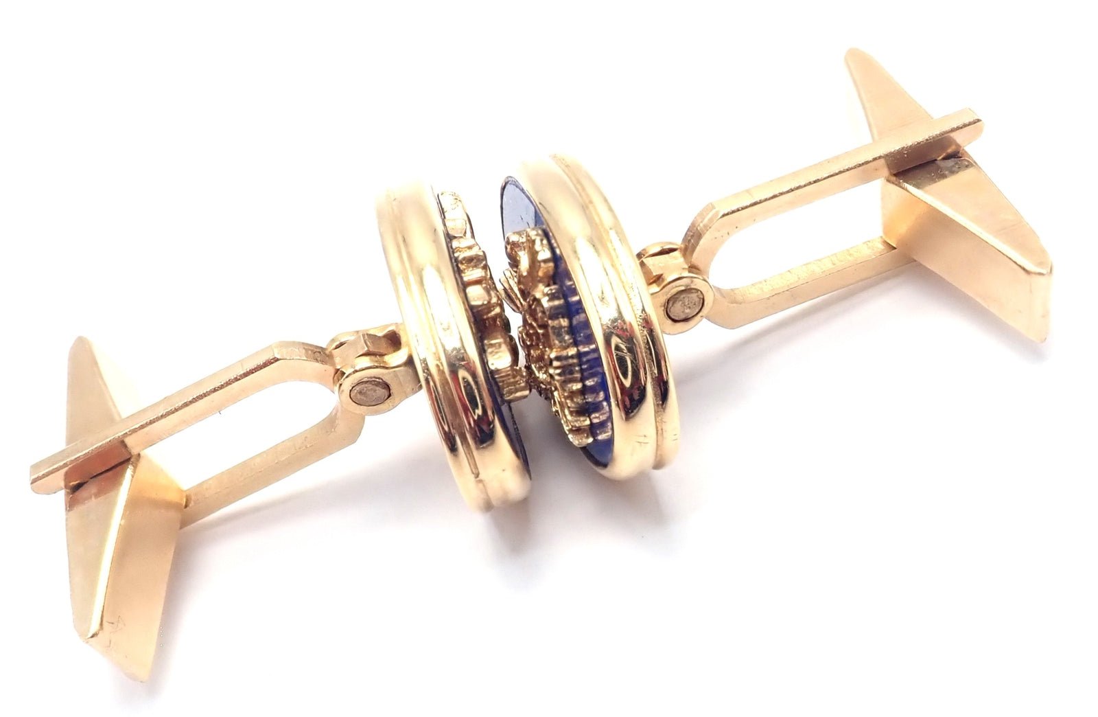 Authentic Franklin Mint Faberge Imperial Eagle 14k Yellow Gold Lapis Cufflinks - Luxury Men's Jewelry Gift for Formal Occasions & Business Events