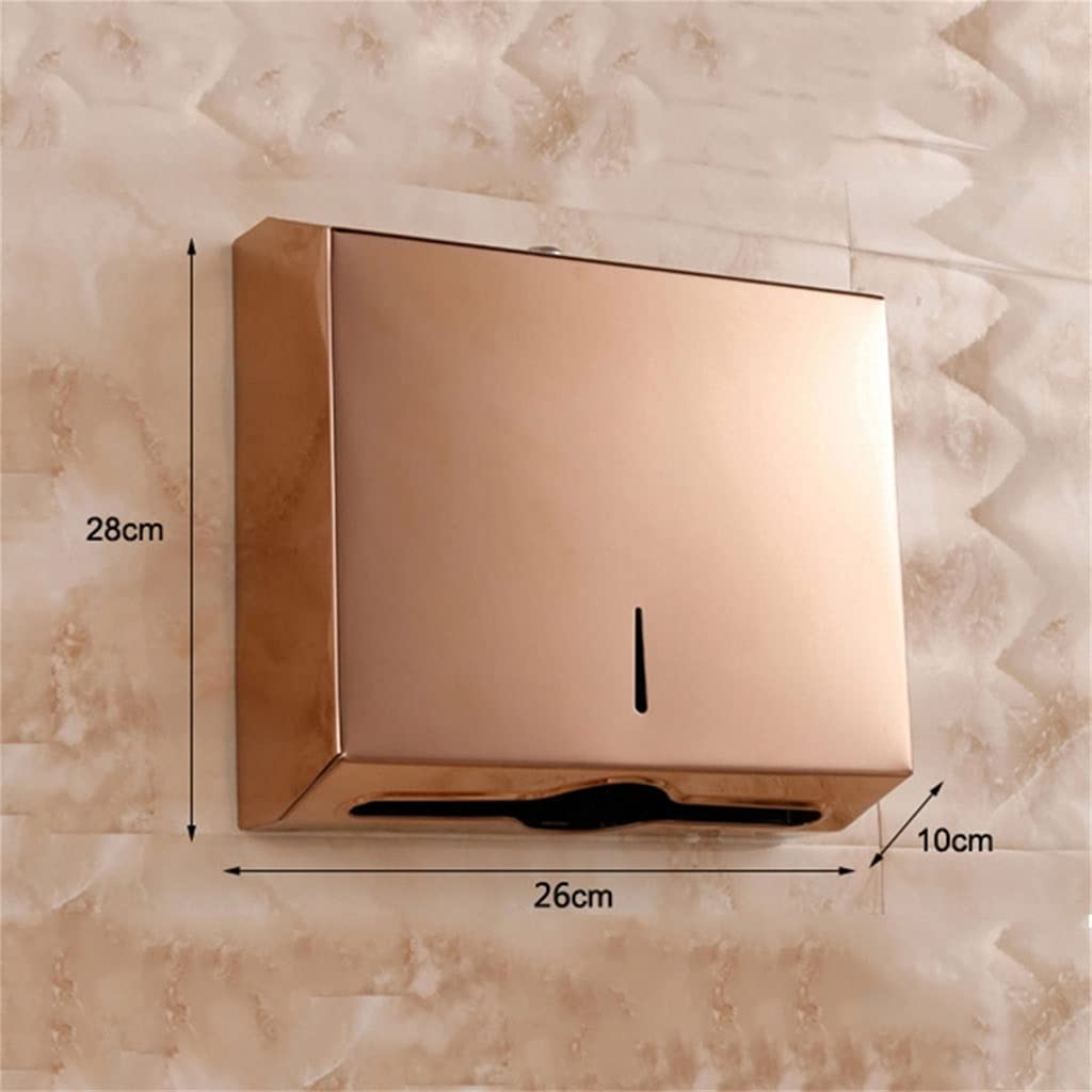 Rose Gold Stainless Steel Commercial Paper Towel Dispenser - High Capacity Wall Mounted with Locking Mechanism for Bathroom, Hotel & Home Use - Durable & Stable for Heavy-Duty Towel Storage