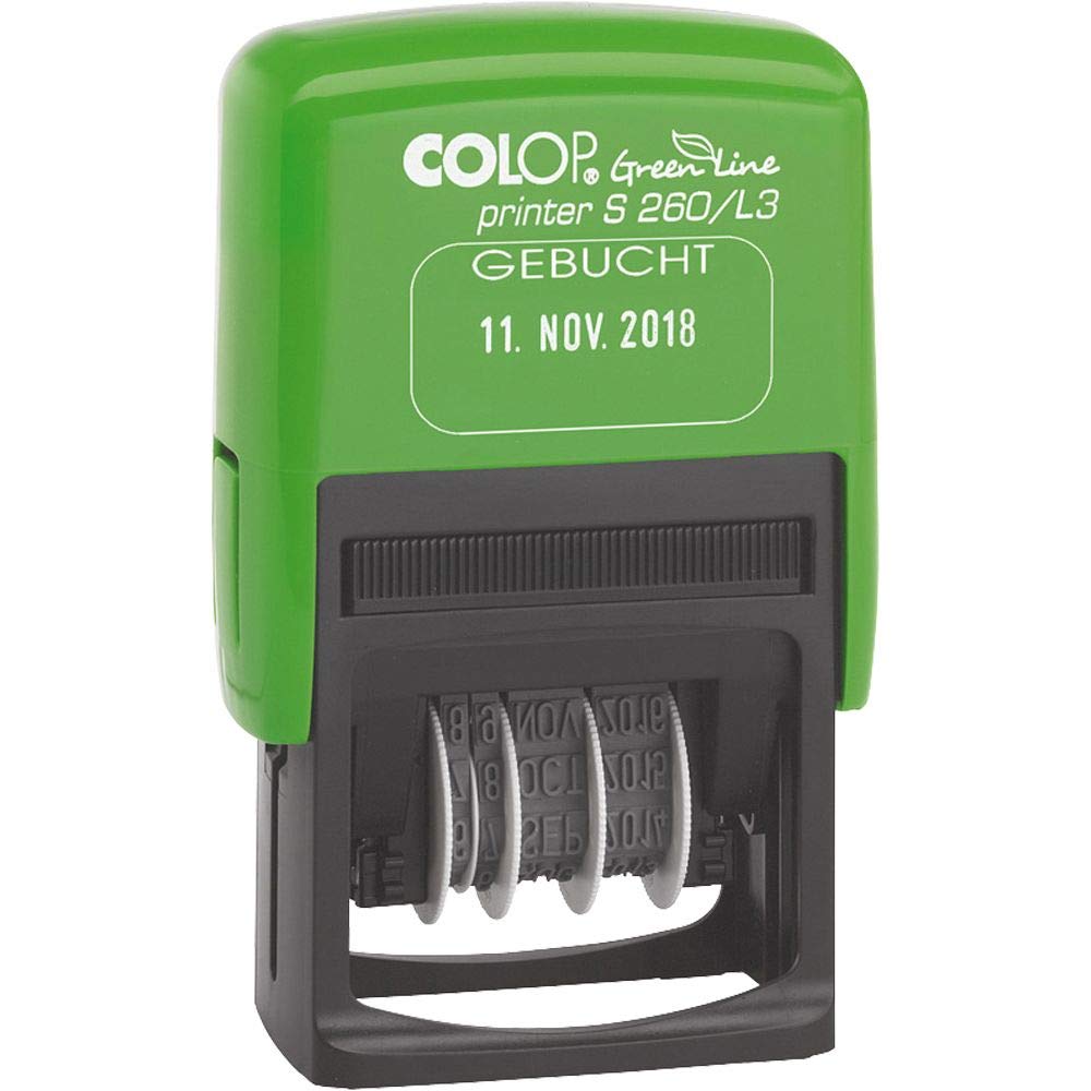 COLOP 127789 S 260/L Stamp Printer - Green, Red & Blue Ink for Office, School & Craft Projects | Perfect for Labeling, DIY & Document Stamping