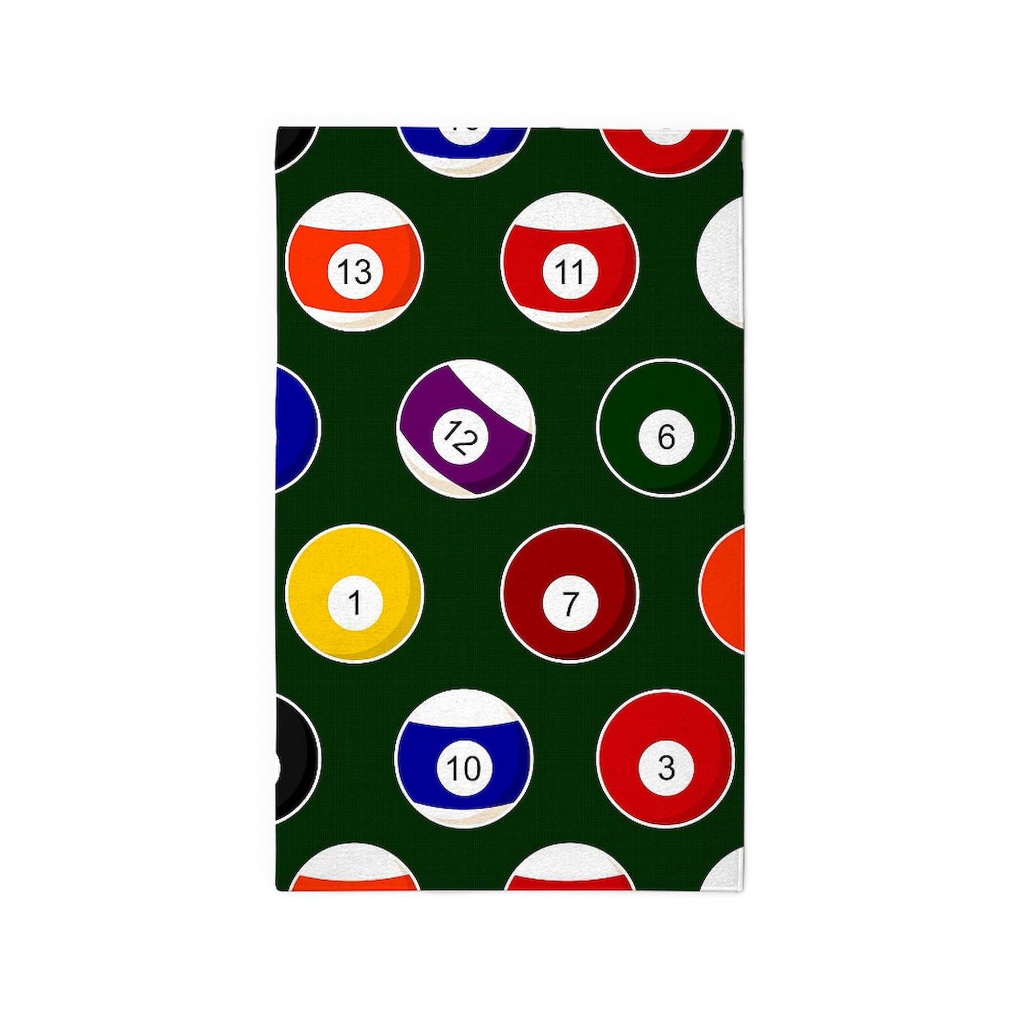 Green Pool Ball Billiards Pattern Area Rug - Non-Slip Fabric Throw Rug for Game Room Decor, Living Room, Man Cave - Perfect for Billiards Lovers & Home Decor