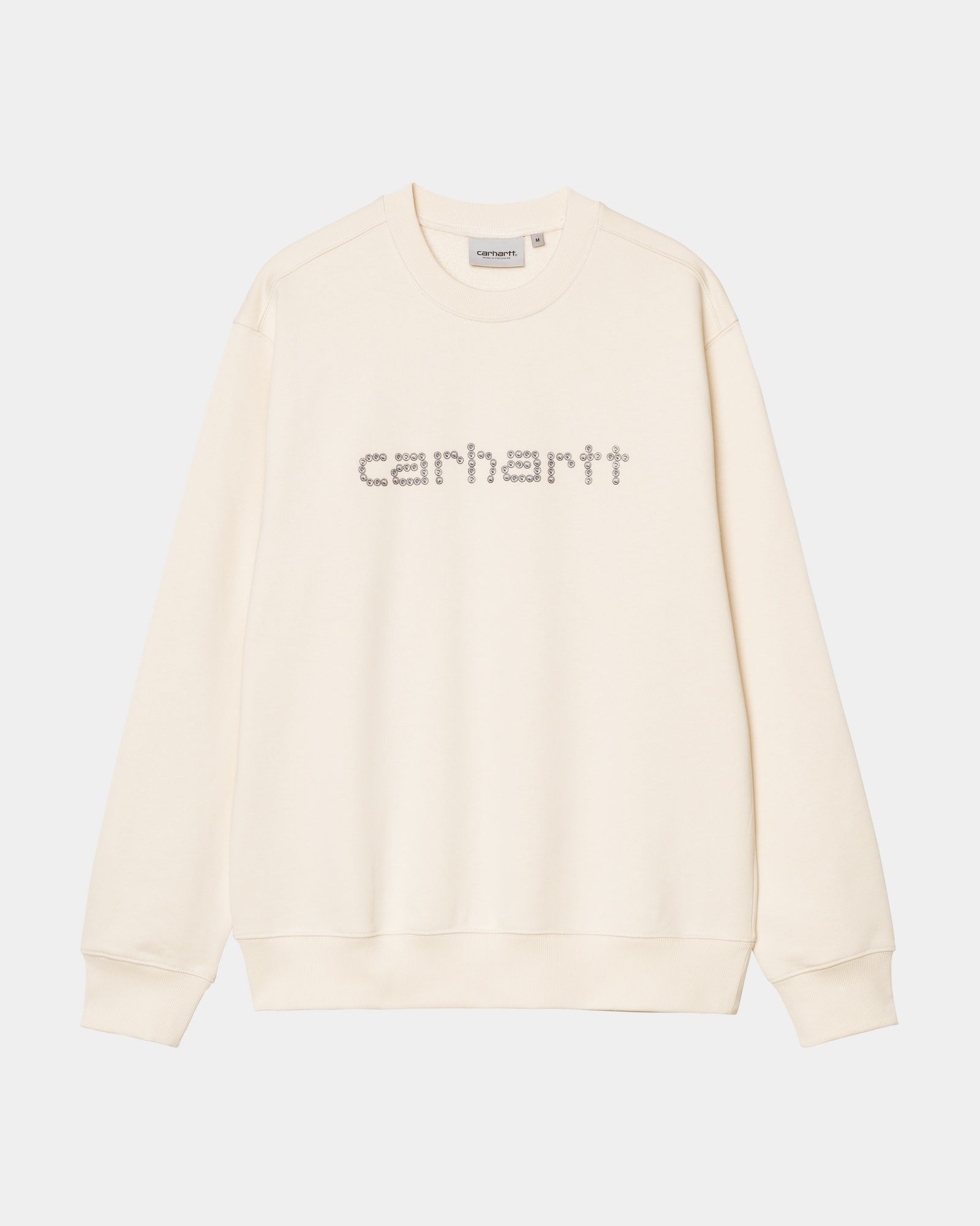 Rivet Script Sweatshirt in Natural Color | Cozy Pullover Hoodie for Women | Perfect for Casual Wear, Lounge & Street Style Fashion