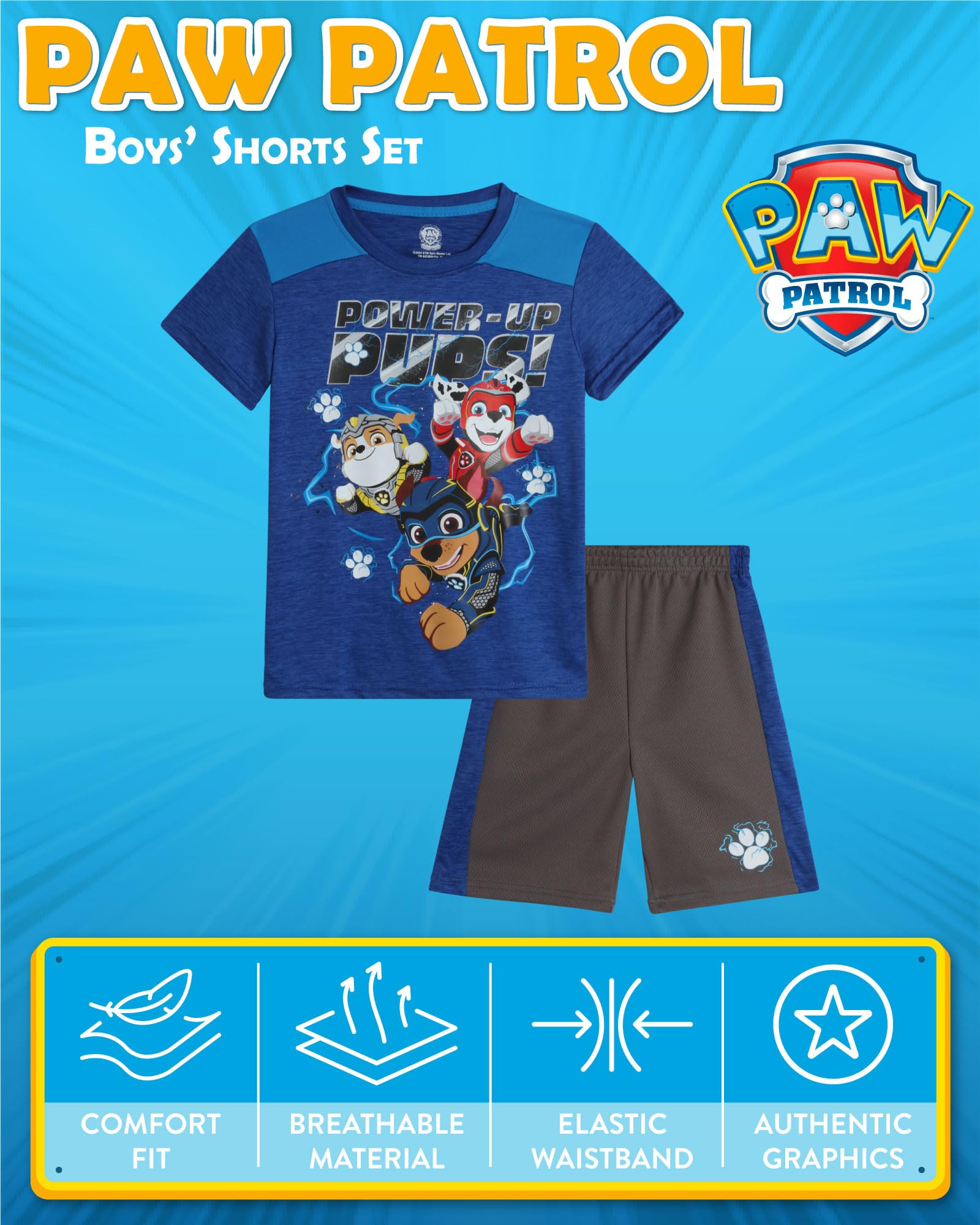 Paw Patrol Boys' 2-Piece Outfit - T-Shirt & Shorts Set for Toddlers - Playtime & Casual Wear