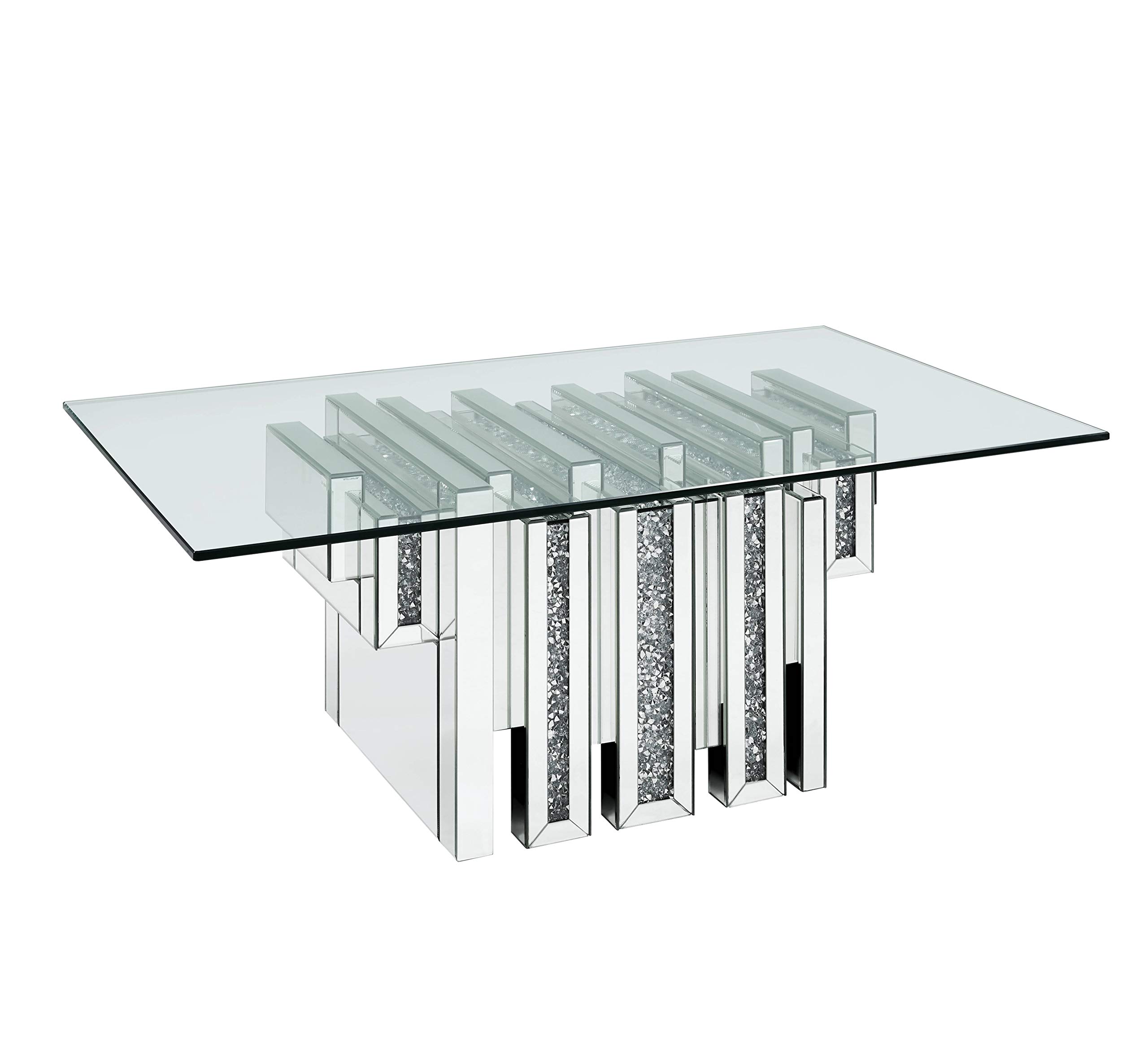 Acme Furniture Noralie Glamorous Coffee Table with Mirror Top & Faux Diamond Accents - Perfect for Living Room, Lounge & Luxury Home Decor