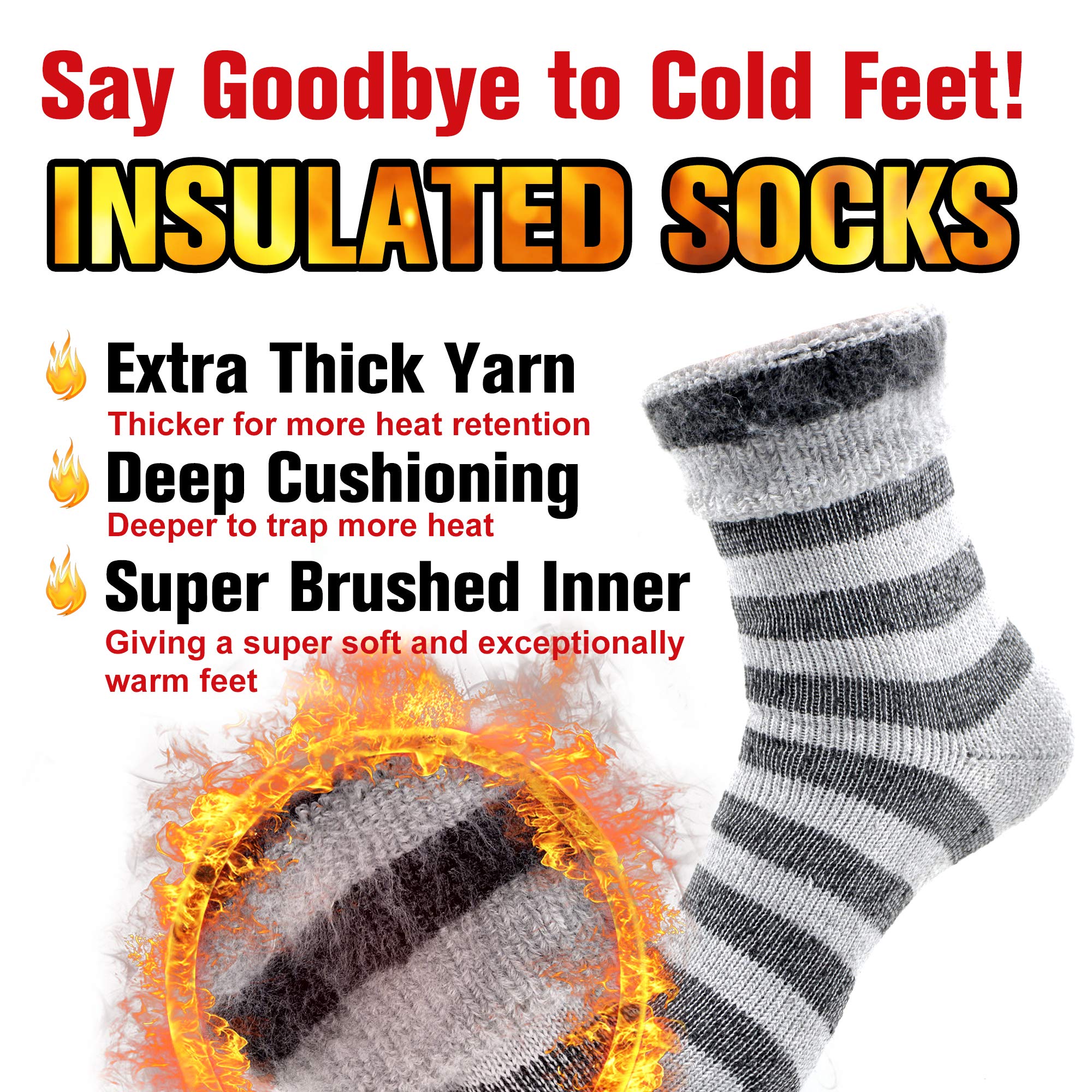 Thermal Socks for Men & Women - Extra Thick Winter Warm Heated Crew Socks for Extreme Cold Weather - Perfect for Snow Boots, Hiking & Outdoor Activities