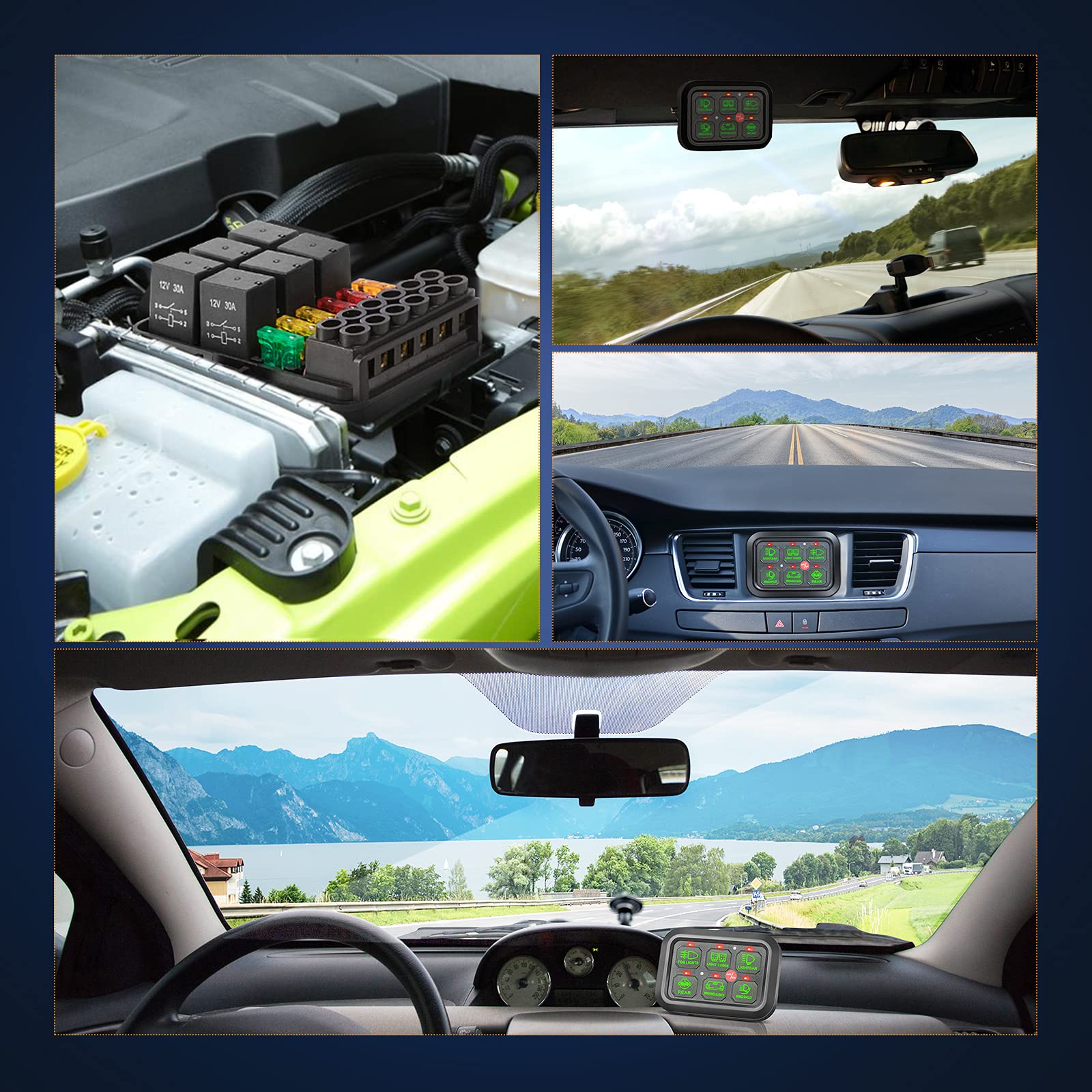 6 Gang Switch Panel Automatic Dimmable - Universal Electronic Relay System Circuit Control Box with On/Off LED Touch Switch for Trucks, UTV, ATV, Boats & Cars | Perfect for Off-Roading, Marine & Automotive Electrical Control