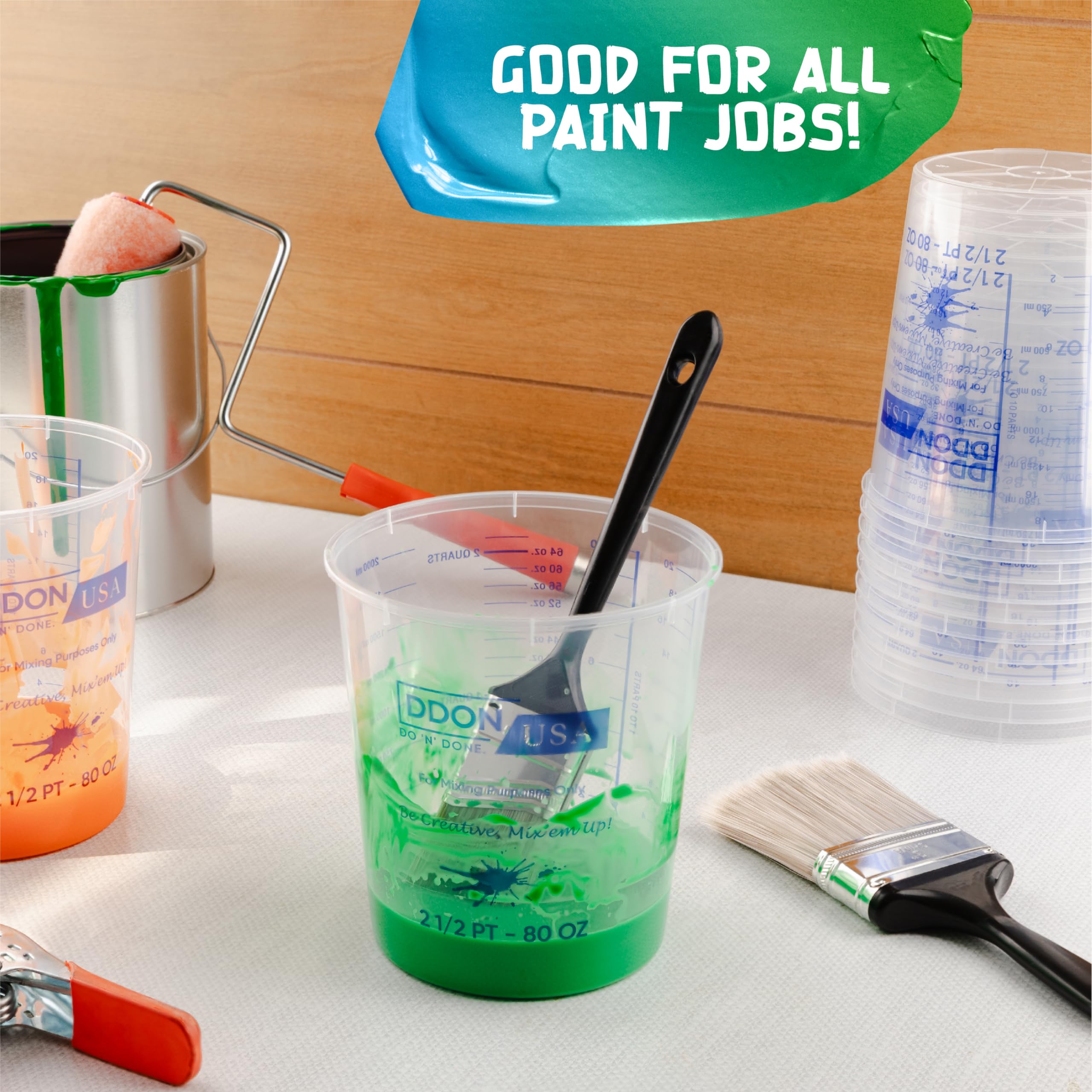 80 Oz Paint Mixing Cups - Pack of 100 Disposable Measuring Cups for Epoxy, Resin, Art & Painting - Graduated Liquid Measurement Markings - Ideal for DIY Projects, Crafting & Professional Use
