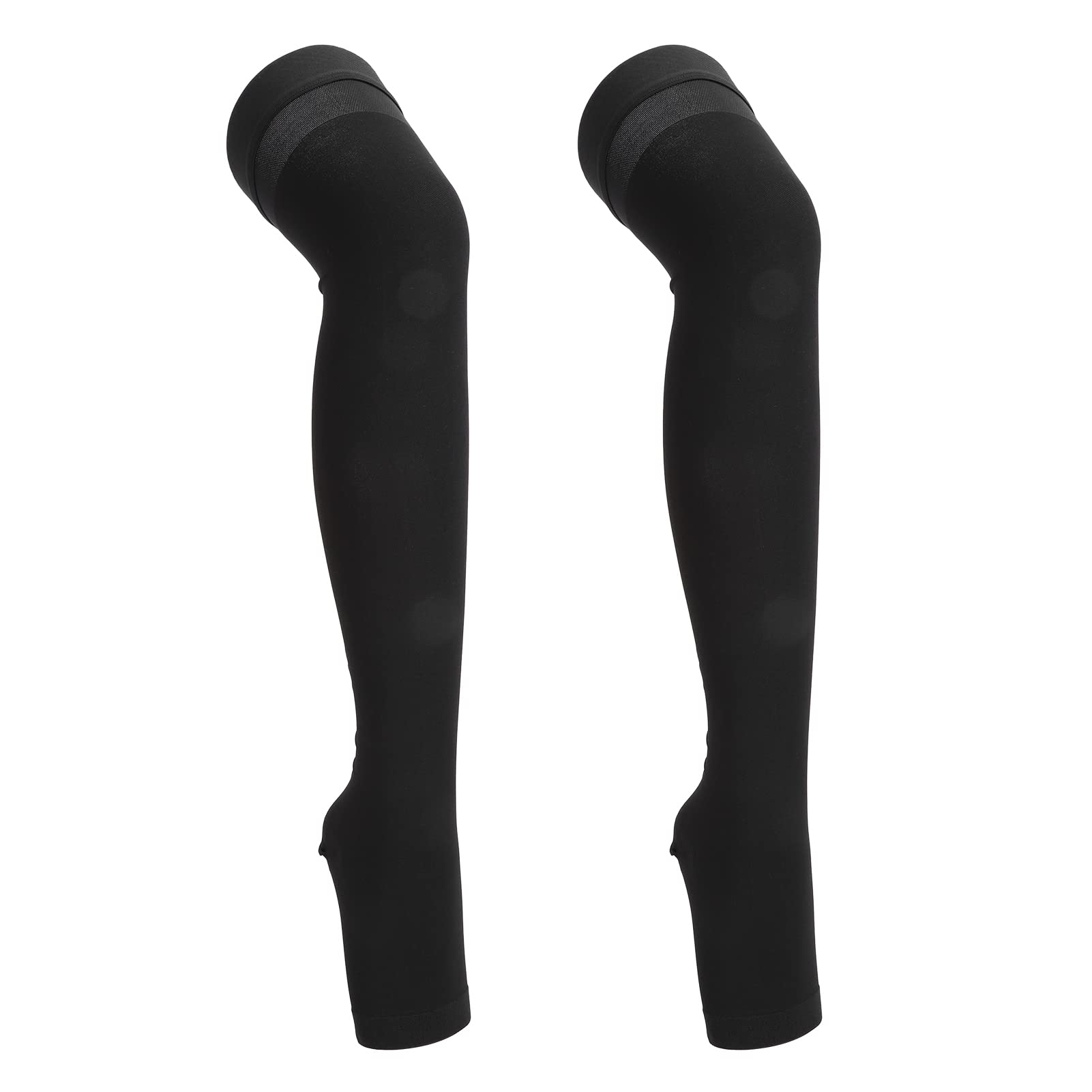Open Toe Compression Socks for Women & Men - Knee High, Lightweight, Comfortable, Elastic Support Stockings - Class II (23-32mmHg) - Black - XXL - Ideal for Travel, Running, Nursing & Varicose Vein Relief