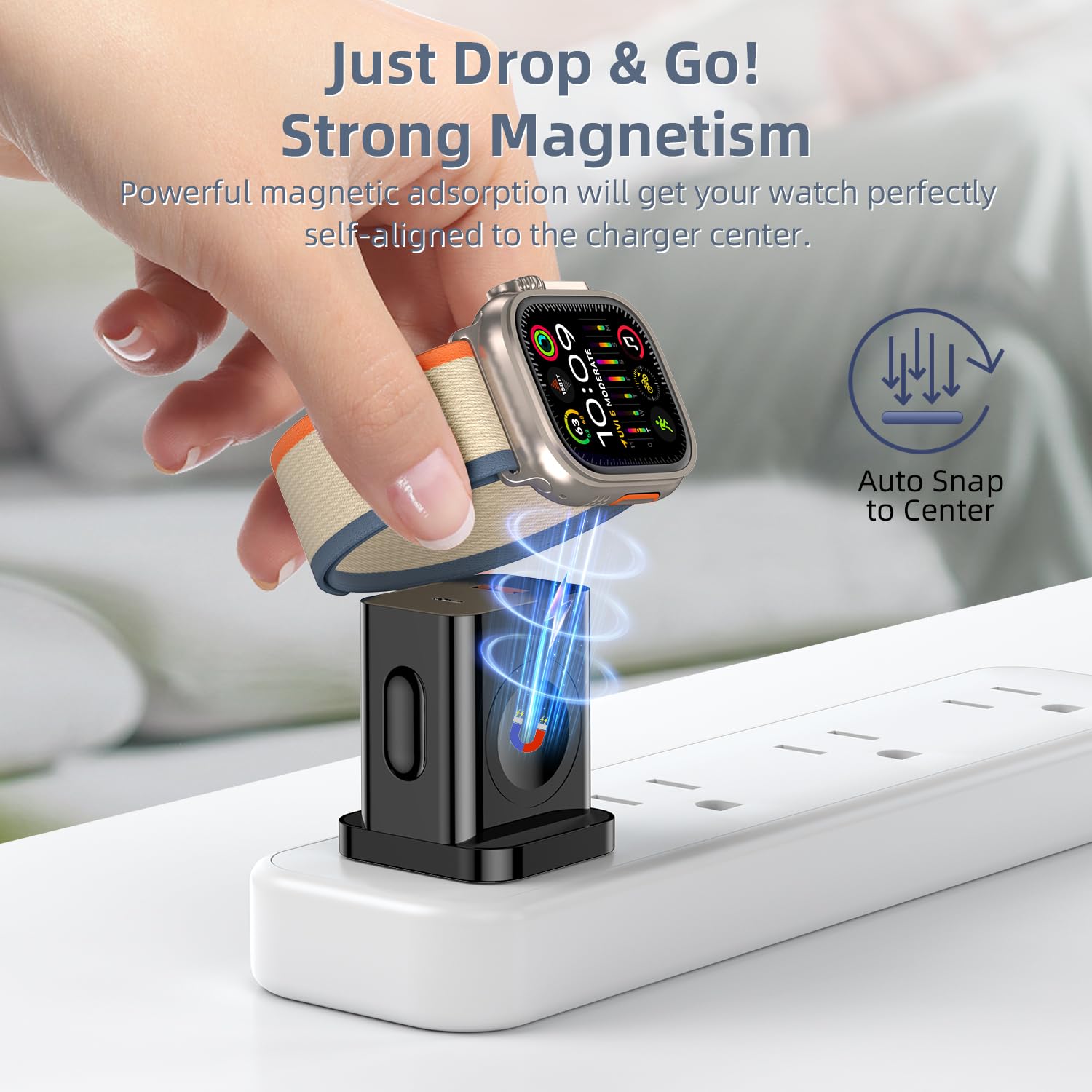 BEVIU 27W 3-in-1 Fast Charging Block for Apple Watch & iPhone - Magnetic Wireless Charger with Dual USB C PD Ports, Compact Travel Plug for Apple Watch Series 8/7/6/SE & iPhone 15/14/13/12 - Perfect for Home, Office & Travel (Black)