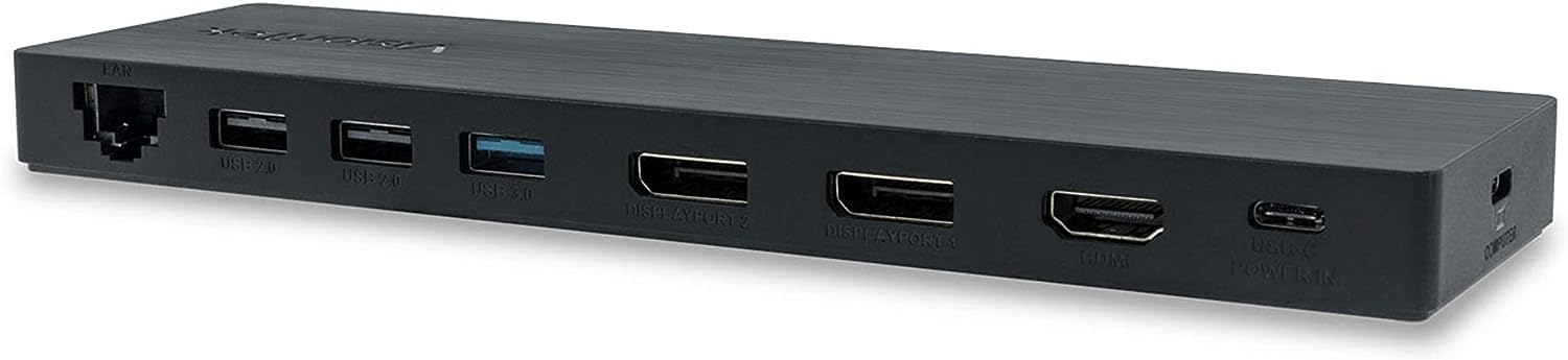 VisionTek VT2000 USB-C MST Triple Monitor Docking Station - 2x DisplayPort, 1x HDMI, 4x USB Ports, Audio, Ethernet, SD Card Reader for Windows Laptops - Perfect for Home Office, Remote Work & Multi-Screen Productivity