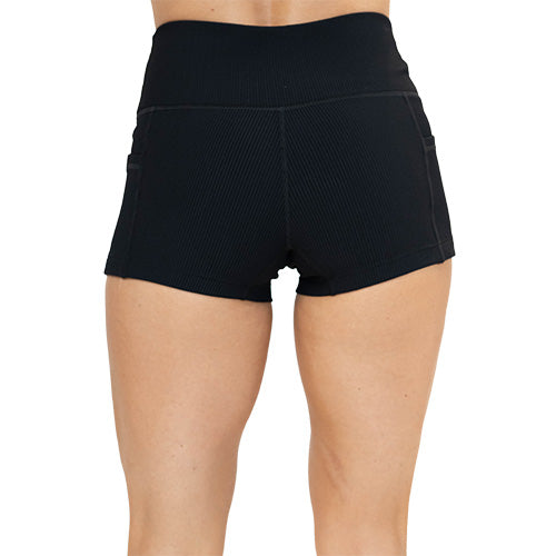 Stylish Ribbed Black Shorts for Women - Comfortable & Trendy Summer Casual Wear