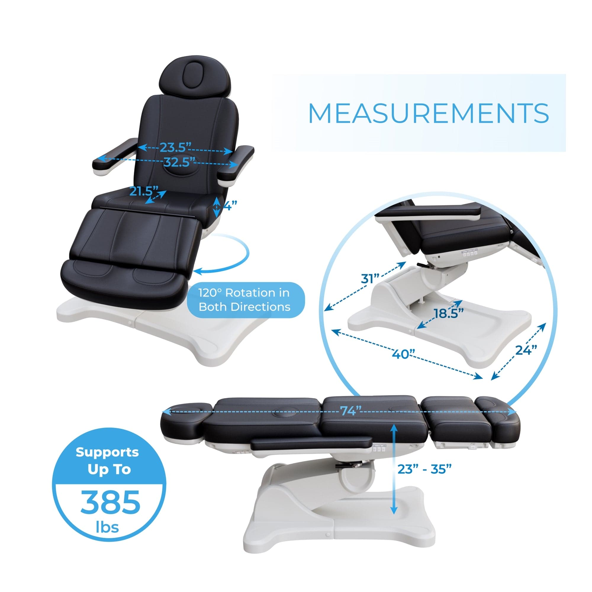 Electric 4 Motor Massage Chair Bed for Home & Office - Full Body Recliner with Heat Therapy for Pain Relief & Relaxation - Perfect for Living Room, Bedroom or Spa