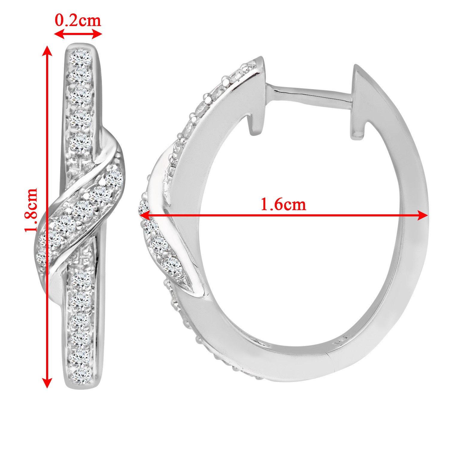 9ct White Gold Diamond Coated Wrap Hoop Earrings for Women - Elegant Everyday & Party Jewelry by Elegano