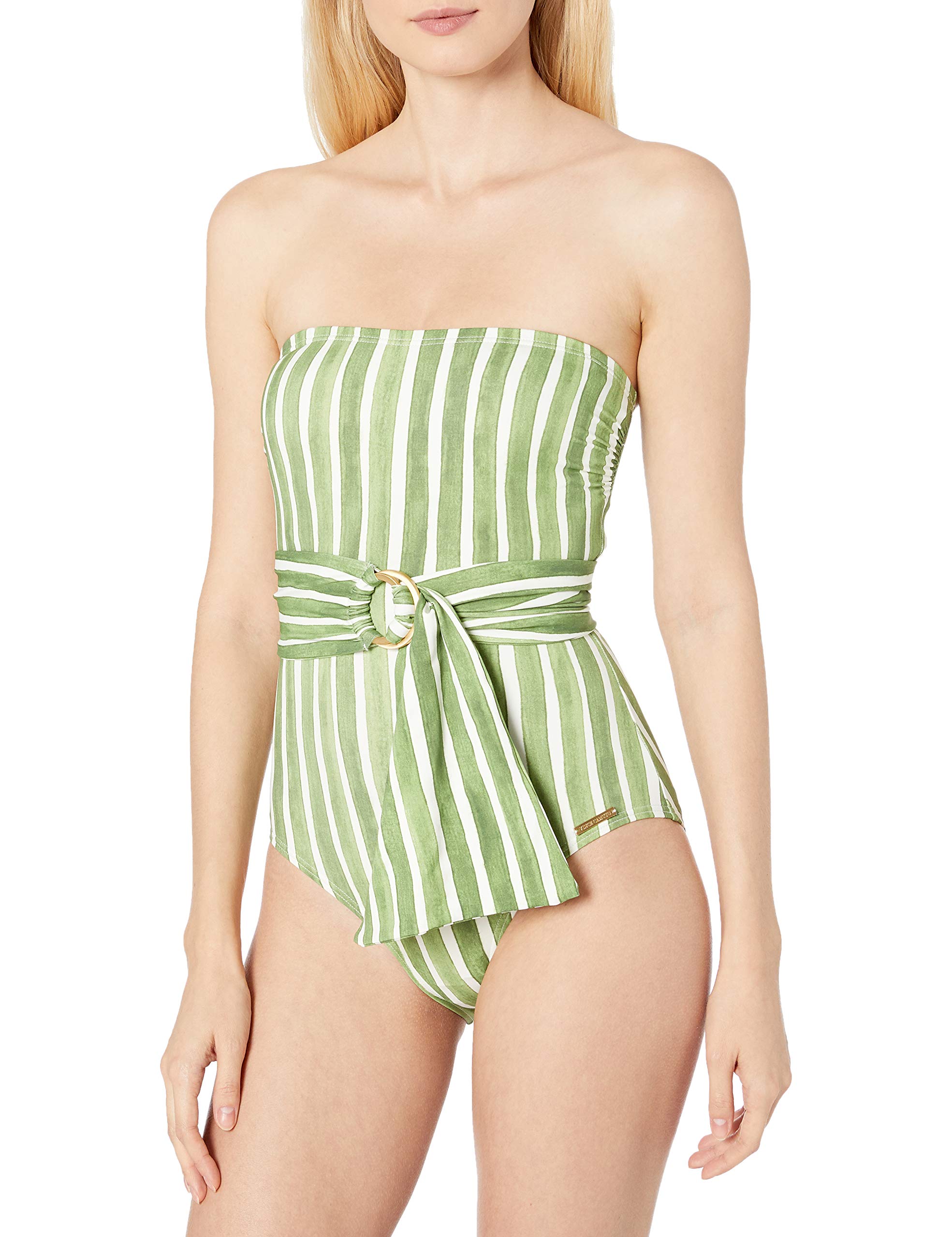 Vince Camuto Women's One Piece Swimsuit - Bandeau Style with Wrap Detail | Sexy Monokini for Beach, Pool & Vacation | Plus Size Swimwear for Women