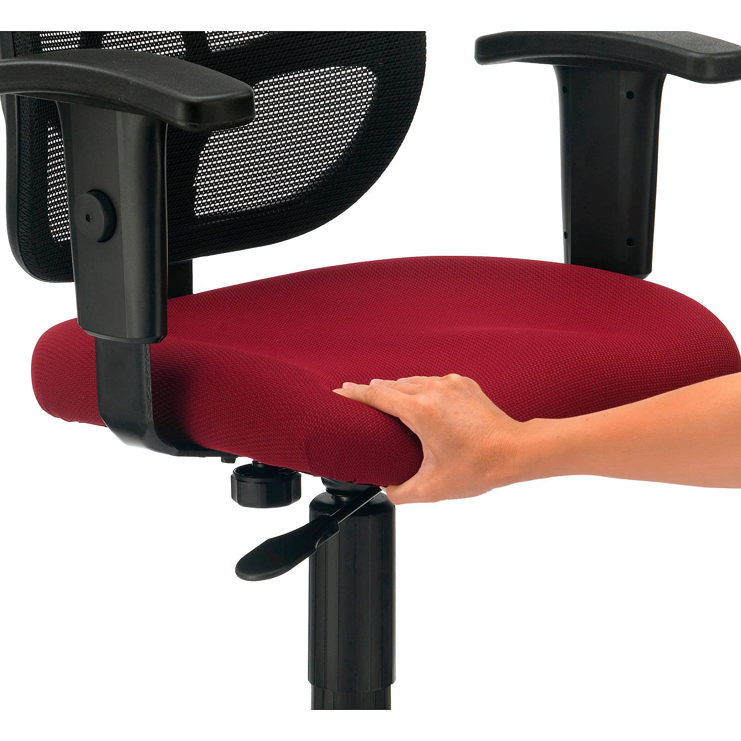 Ergonomic Mesh Back Office Chair with Adjustable Arms - Breathable Fabric, Red - Perfect for Home Office, Conference Rooms & Workspaces