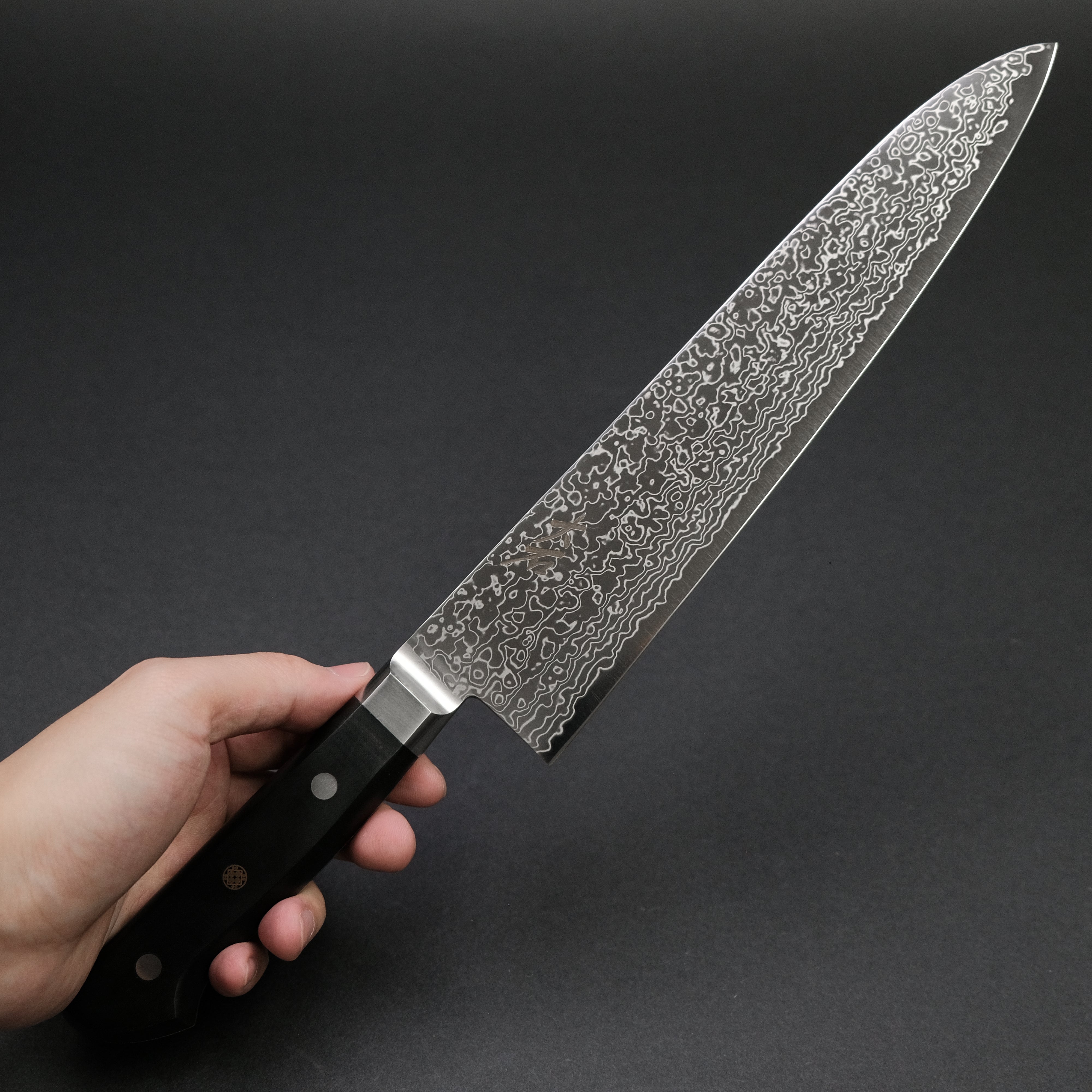 Premium Ohishi Powder Metal Damascus Gyuto 240mm Chef Knife with Linen Micarta Handle - Japanese Kitchen Knife for Professional Chefs & Home Cooking