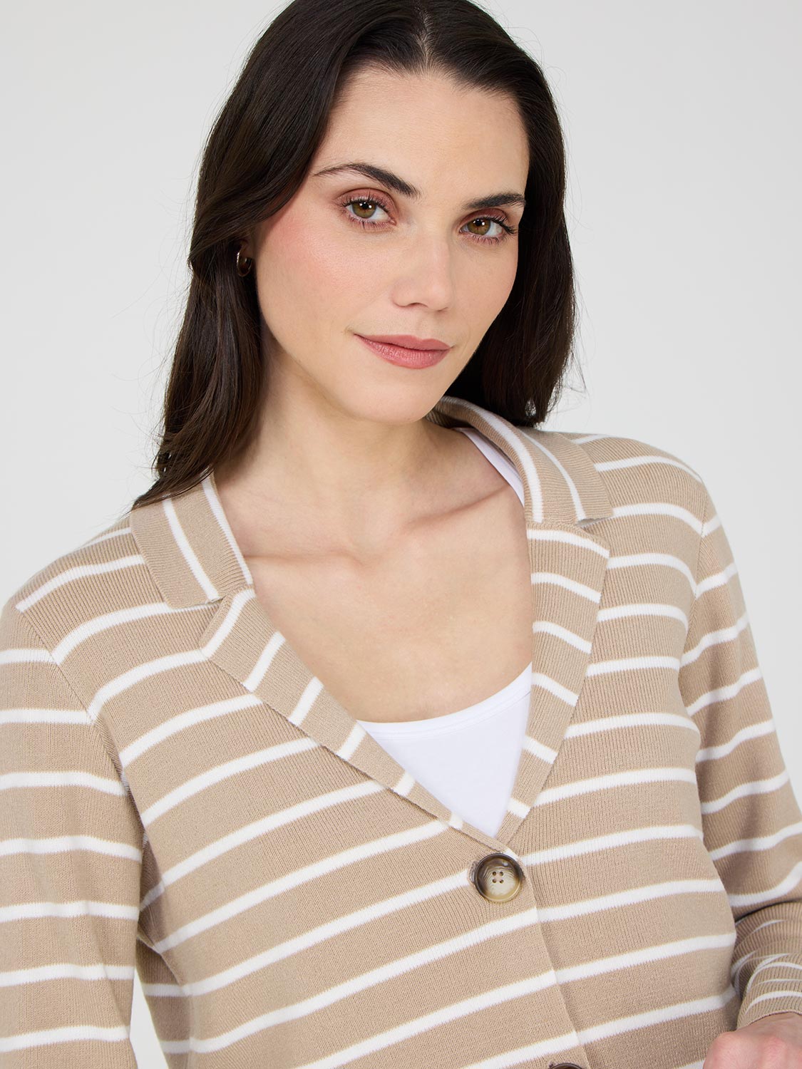 Stylish Striped 2-Button Sweater Blazer for Women - Perfect for Office Wear, Business Casual & Fall Outfits