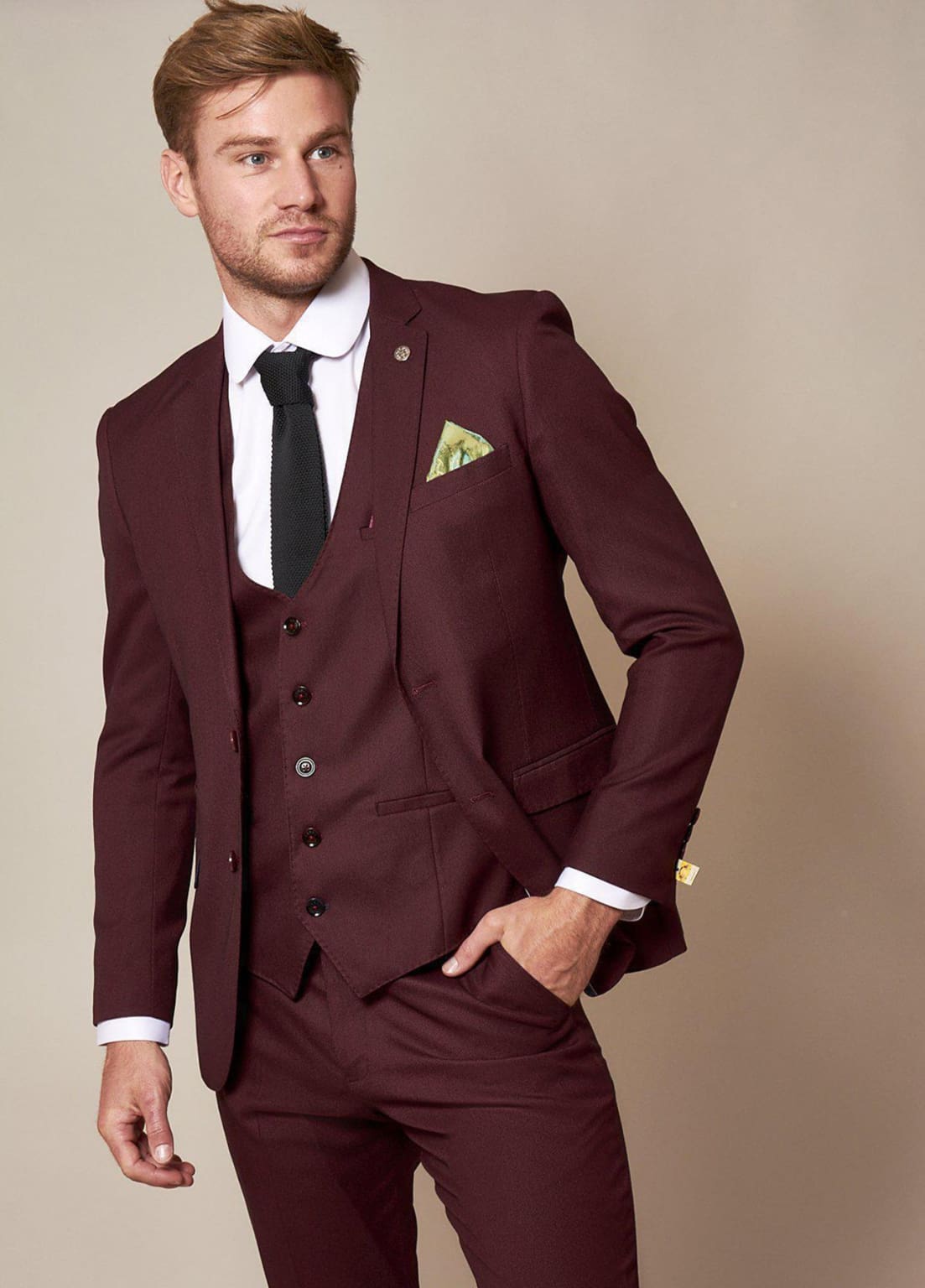 Marc Darcy Danny Wine 3 Piece Suit for Men | Premium Slim Fit Business Suit | Formal Wedding & Office Attire | Perfect for Business Meetings, Interviews & Special Occasions