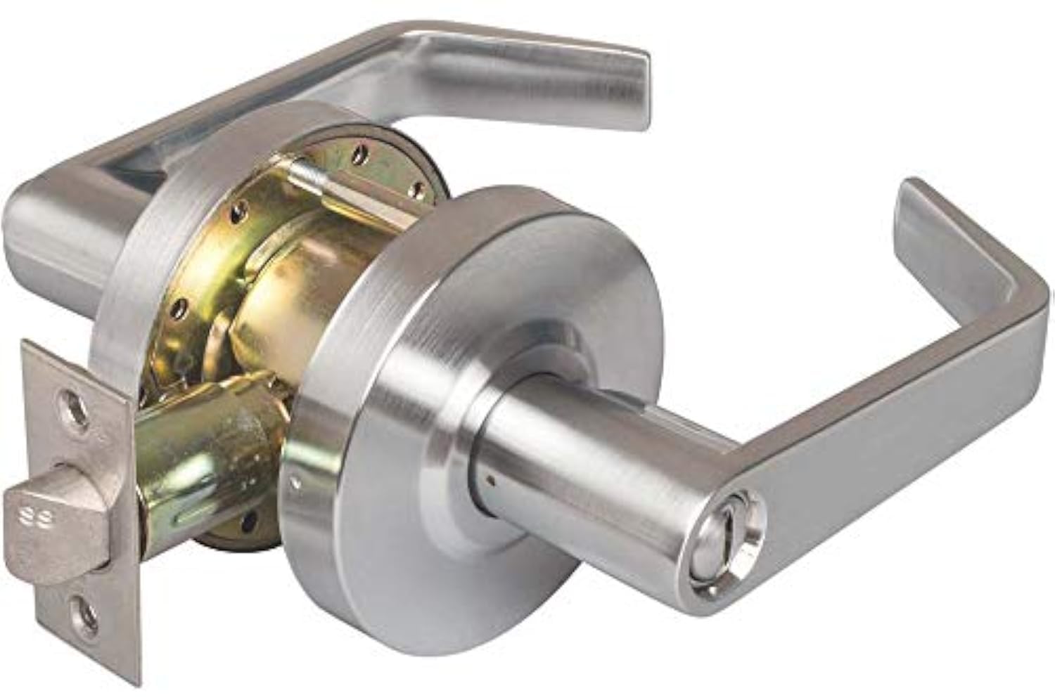 Heavy Duty Commercial Cylindrical Lever Door Handle - Grade 2 Non-Handed Privacy Lever (Satin Chrome, 26D) - UL 3 Hour Fire Rated & ADA Compliant - INOX BL-07 - Ideal for Office Buildings, Hotels, and Public Restrooms