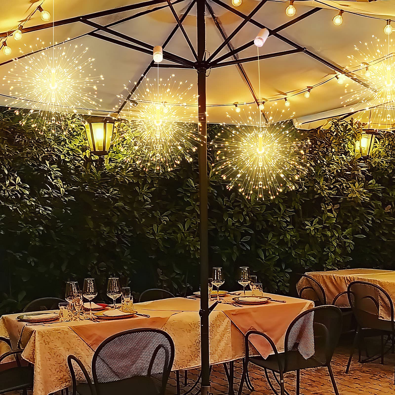 225 LED 8 Modes Dimmable String Lights with Remote Control - 4 Pack Waterproof Copper Wire Fairy Lights for Christmas, Party, Patio & Garden Decoration - Warm White Starry Lights for Indoor & Outdoor Use