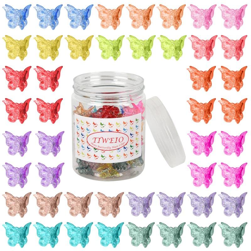50PCS Butterfly Hair Clips for Women & Girls - Jelly Color Mini Hairpins with Sparkle Candy Colors (14 Shades) - Hair Accessories for School, Party, Wedding & Daily Use - Packaged in Gift Box