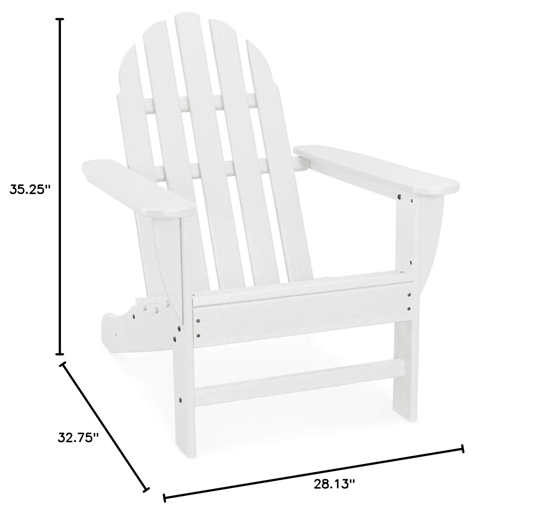 Hanover Classic All-Weather Adirondack Chair in White - Heavy Duty Outdoor Furniture for Patio, Garden, Poolside & Backyard Relaxation (HVAD4030WH)