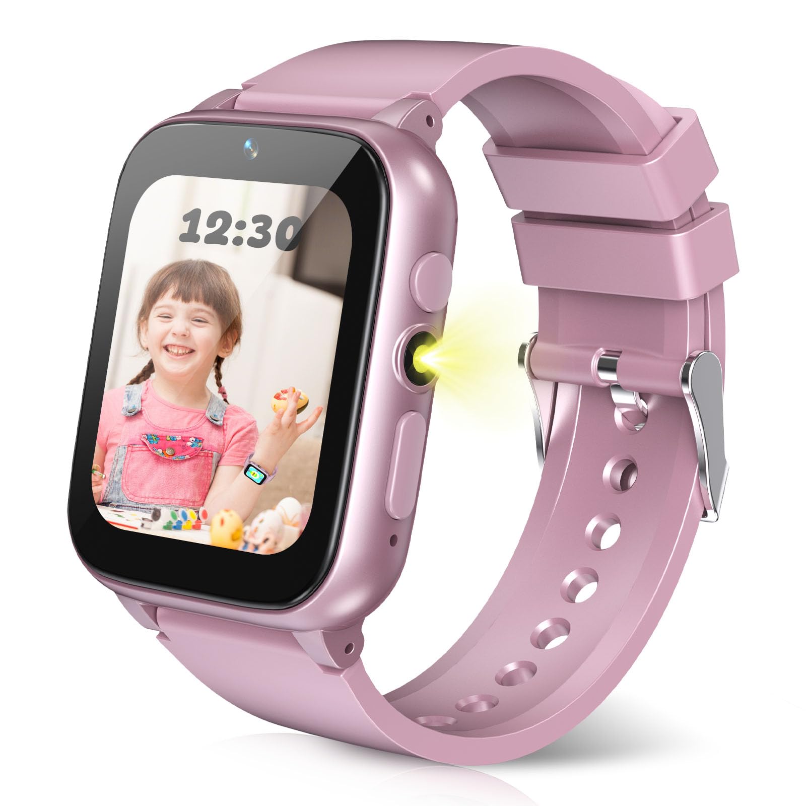 1.69'' Kids Smart Watch for Boys & Girls Ages 4-12 - Pedometer, 26 Puzzle Games, Camera, Video Player, Music Player, Flashlight & Alarm Clock - Perfect Birthday Gift (Pink) | Ideal for Outdoor Play, School Activities & Daily Tracking