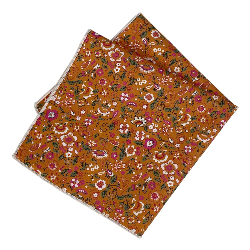 Kebocis Men's Floral Pocket Square Handkerchief - Stylish Silk Accessory for Suits, Weddings & Formal Events