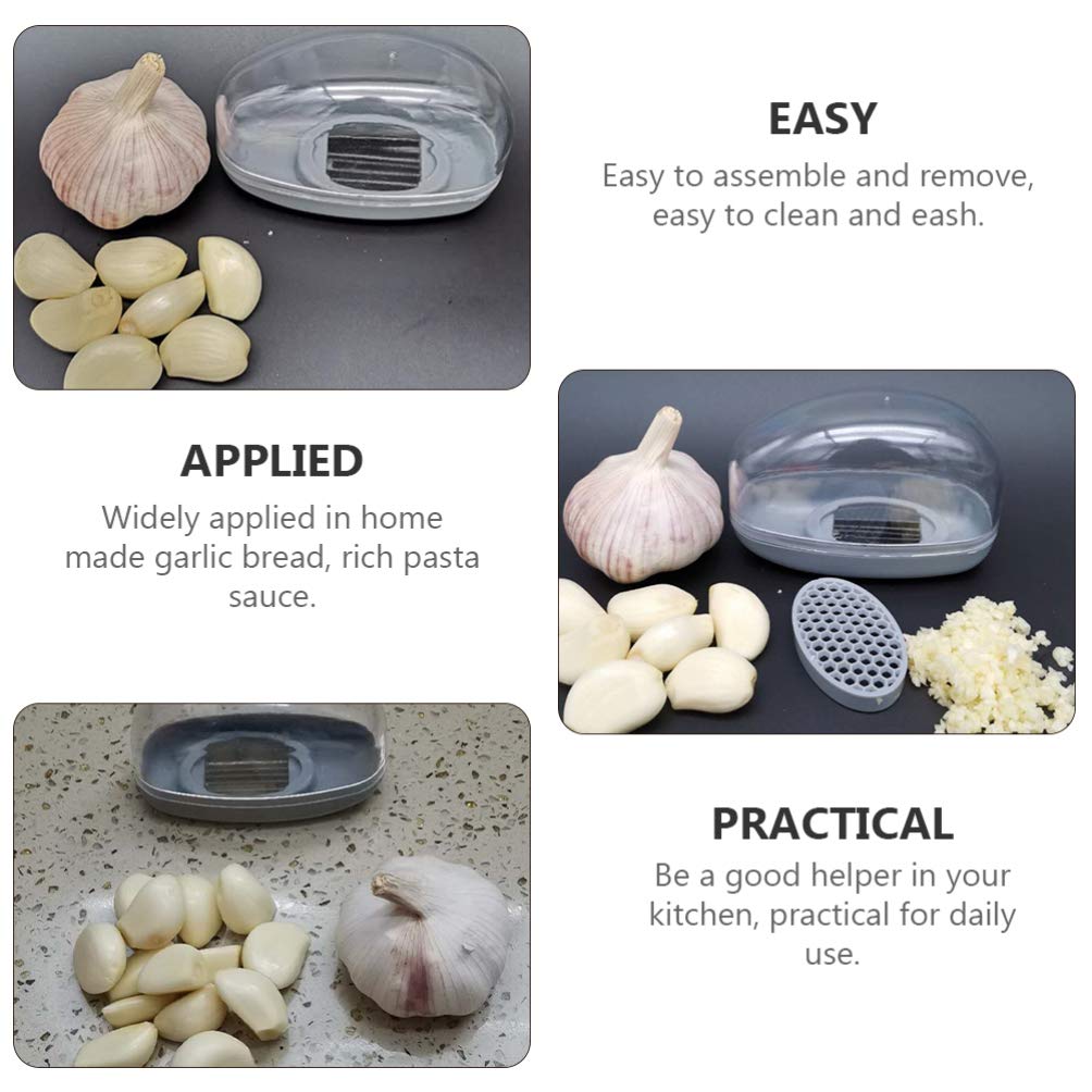 Hemoton Stainless Steel Garlic Press - Heavy Duty Garlic Mincer & Crusher for Kitchen - Easy Clean Garlic Grinder for Cooking, Salad, Pasta & More - Perfect Kitchen Gadget & Household Food Processor