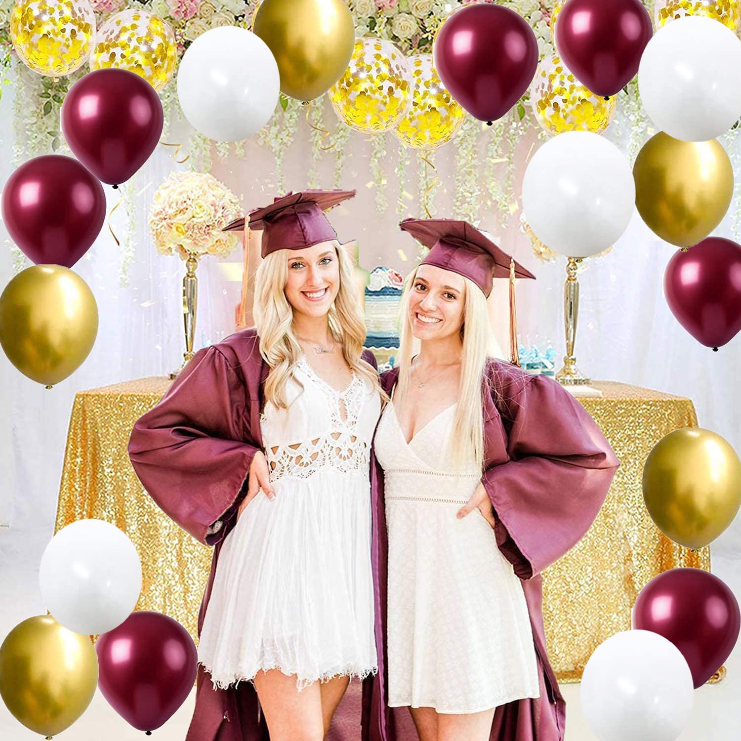 2025 Maroon & Gold Graduation Balloons - 30Pcs Burgundy White Gold Party Decorations for Graduation, Birthday & Wedding Celebrations - Perfect for Graduation Parties, Birthday Decor & Wedding Receptions