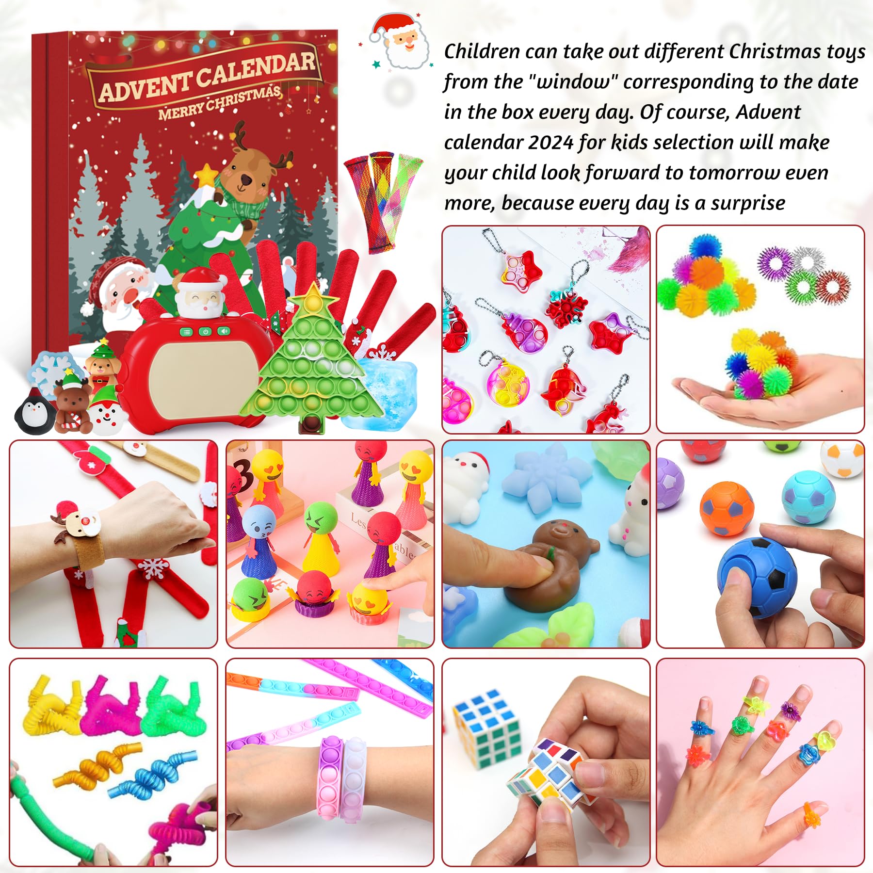 2024 Fidget Advent Calendar for Kids - 24 Days of Surprise Sensory Toys | Christmas Party Favors, Stocking Stuffers & Holiday Gifts for Boys, Girls & Teens | Perfect for Classroom Rewards, Birthday Goodie Bags & Stress Relief