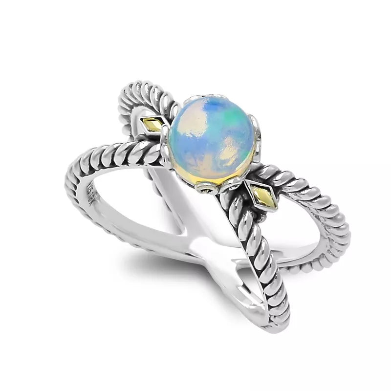 Glow X Ring with Opal Gemstone – Elegant Glowing Jewelry for Night Out, Party & Special Occasions